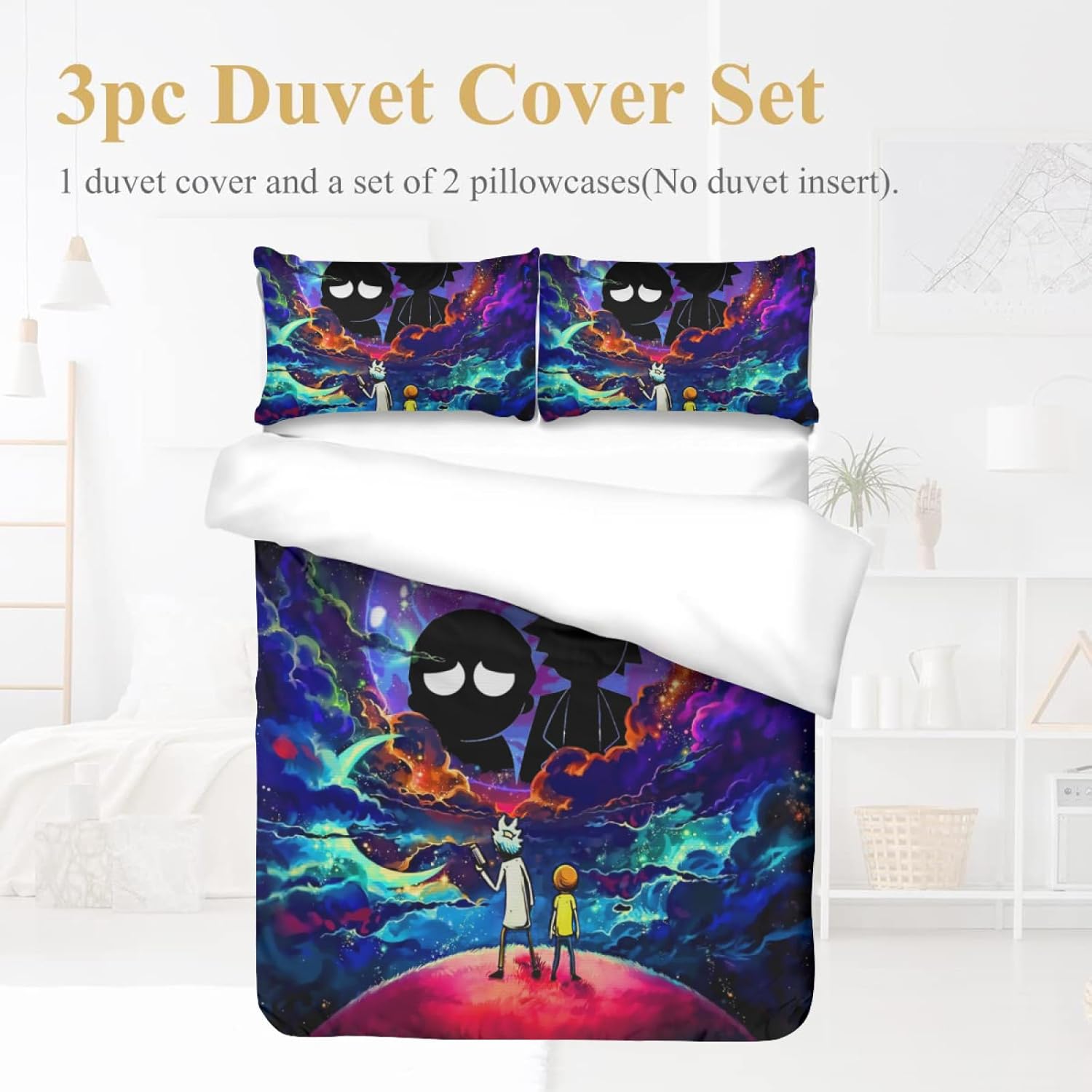 Juego de funda de edredón de anime de dibujos animados de 3 piezas, tamaño matrimonial, juego de ropa de cama con estampado 3D para adolescentes,