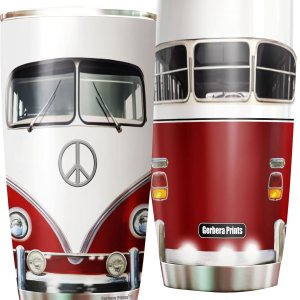Gerbera Prints Vaso de autobús hippie rojo Vaso hippie de 20 onzas Vaso con forma de autobús hippie Taza Love Joy Peace Vasos aislados para Gerbera Prints Vaso de autobús hippie rojo Vaso hippie de 20 onzas Vaso con forma de autobús hippie Taza Love Joy Peace Vasos aislados para