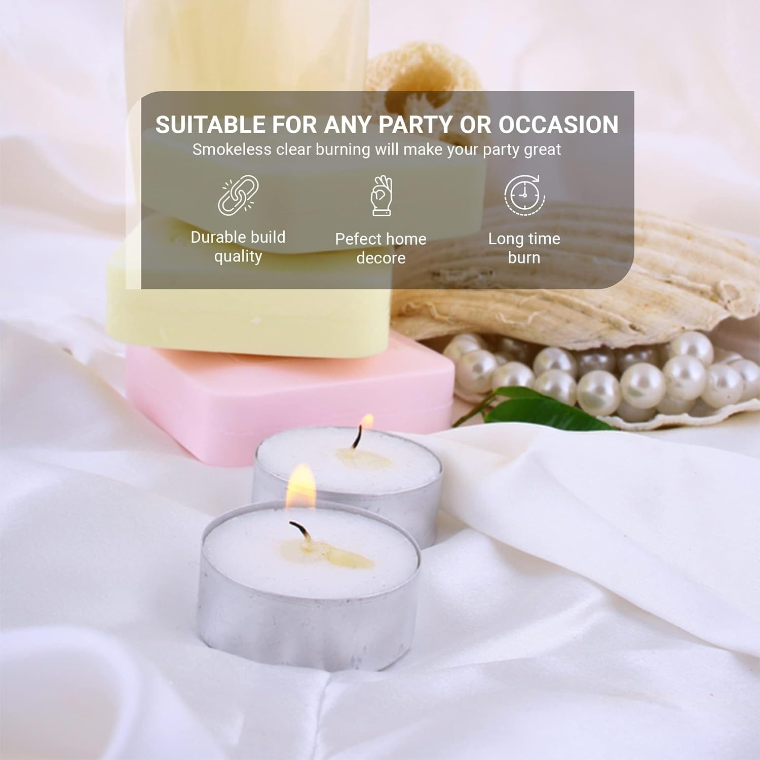 Zuvo Velas de té de 4 horas de combustión (paquete de 100) – Luces T blancas – Velas sin humo y sin perfume hechas en Europa 1.5 x 0.9 in – 4 horas –