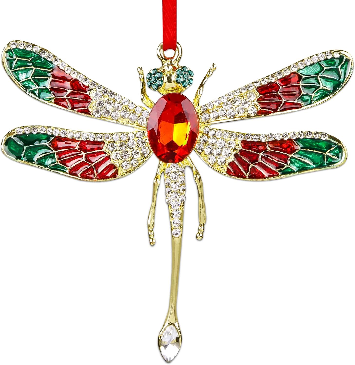 WhatSign Adornos de libélula para árbol de Navidad, libélula de metal, adornos de Navidad, libélula adornos de árbol de Navidad, adornos de libélula