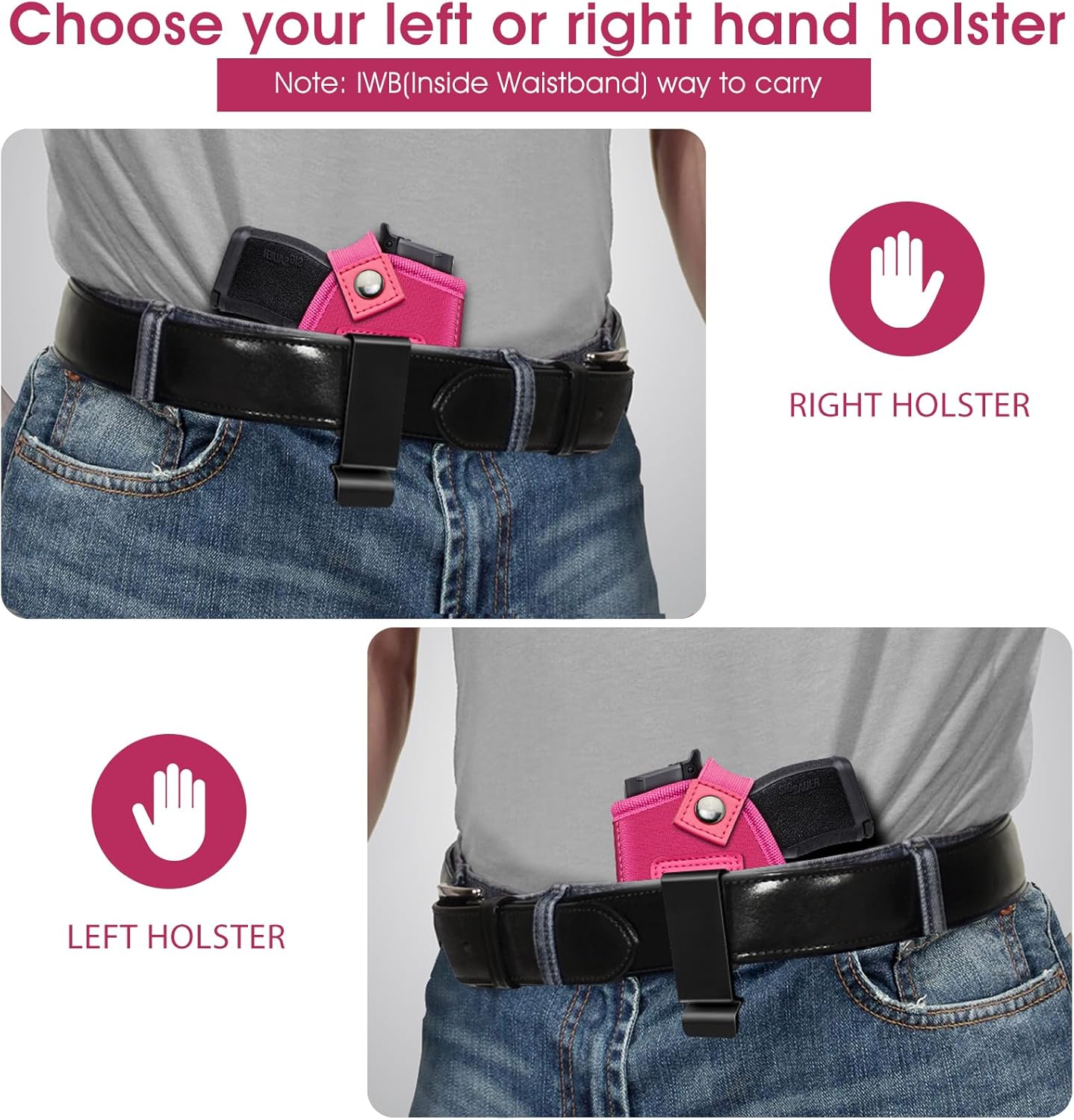 Funda de pistola para mujereshombres, fundas universales IWB para transporte oculto, pistolera diestrazurda, se adapta a S&W M&P Shield 940 0.354 in