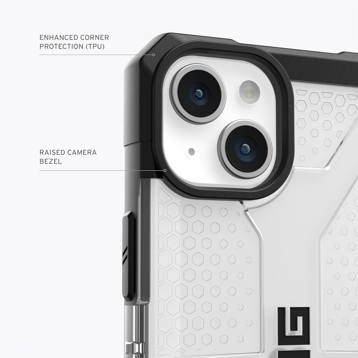 URBAN ARMOR GEAR UAG – Funda diseñada para iPhone 15 Plus, color hielo de plasma de 6.7 pulgadas, con cordón para teléfono civil UAG, correa de