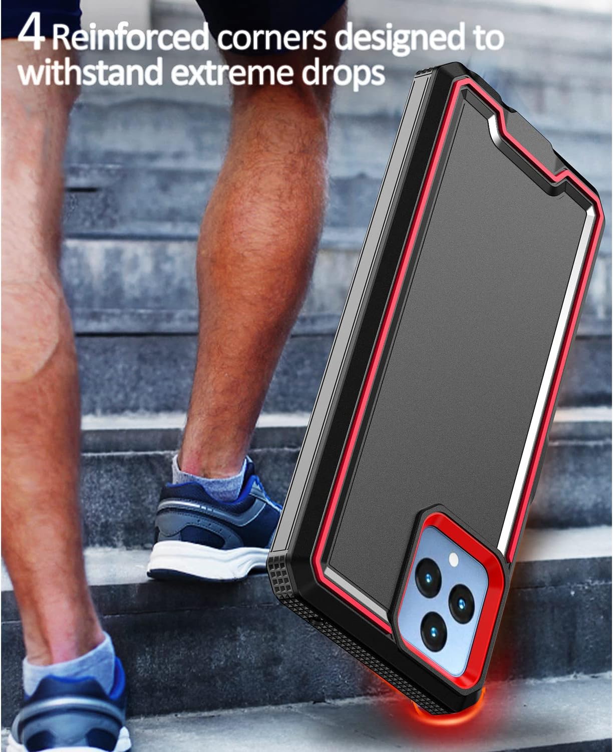TJS Funda compatible con T-Mobile Revvl 6X 5G, Revvl 6 5G, con protector de pantalla de vidrio templado, funda híbrida de doble capa a prueba de