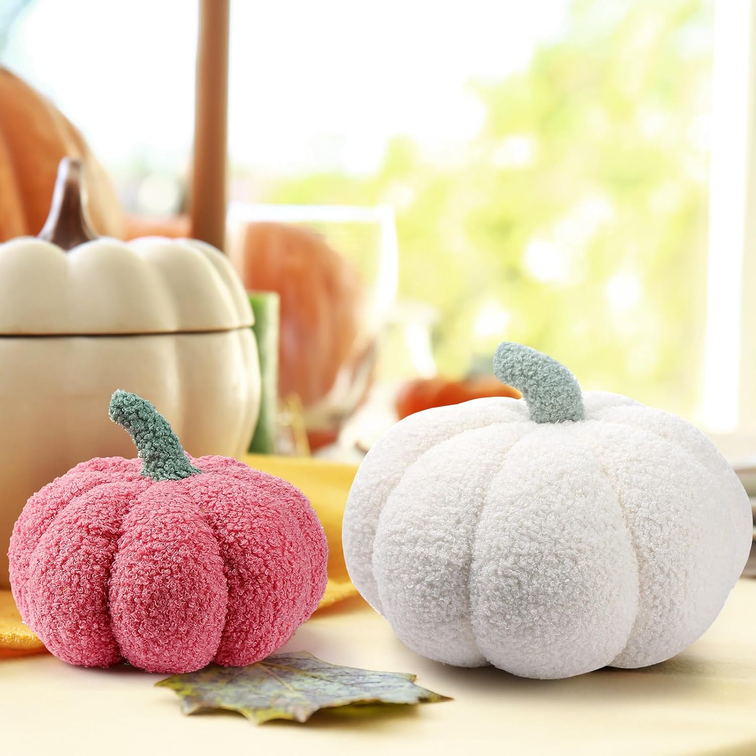 Kajaia 4 cojines de calabaza 3D de Acción de Gracias, almohada de calabaza de Halloween, sherpa, otoño, calabaza, almohada de peluche para niños, 11