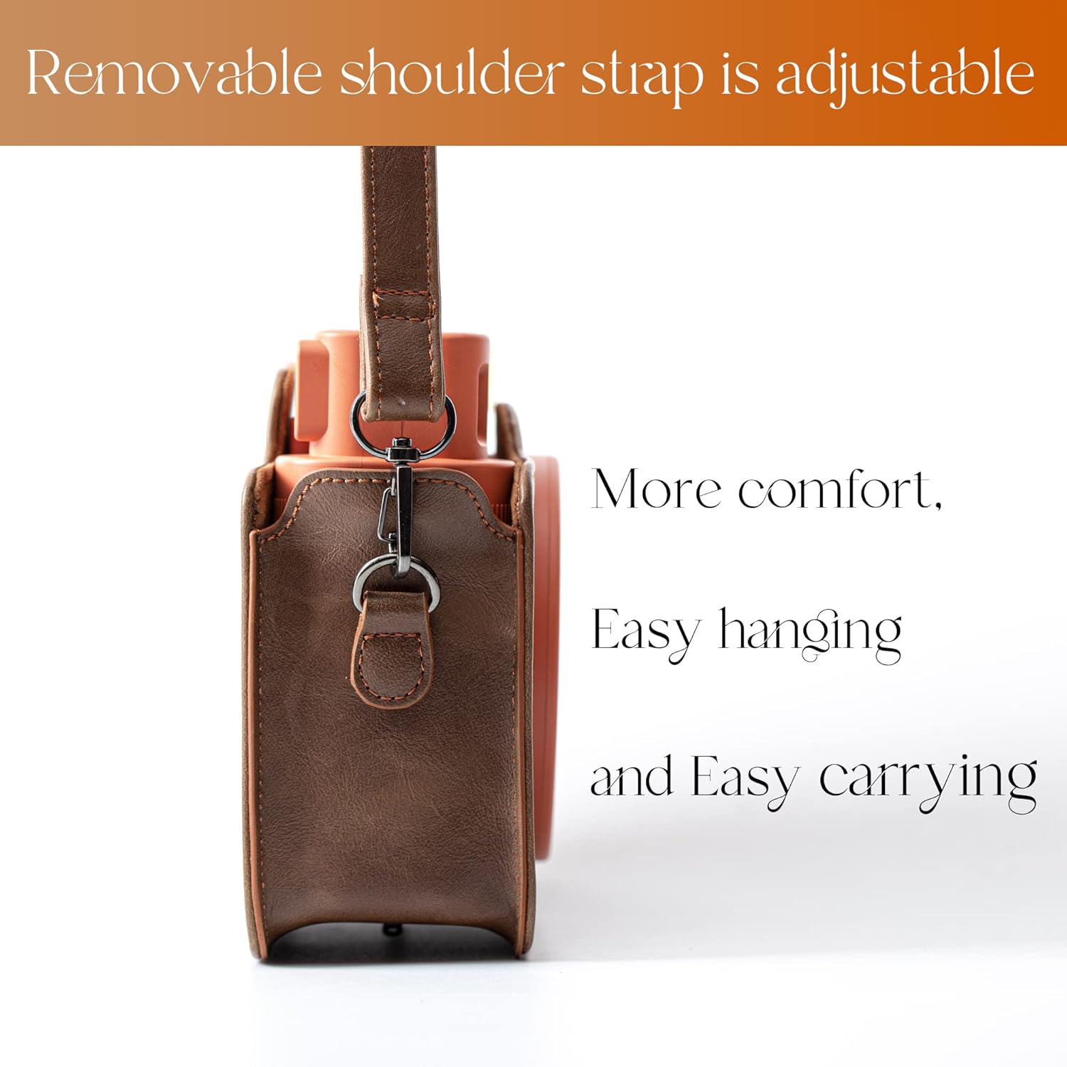 Bolsa vintage compatible con cámara instantánea Fuji Instax Square SQ1, funda de cuero vegano premium con correa de hombro extraíbleajustable