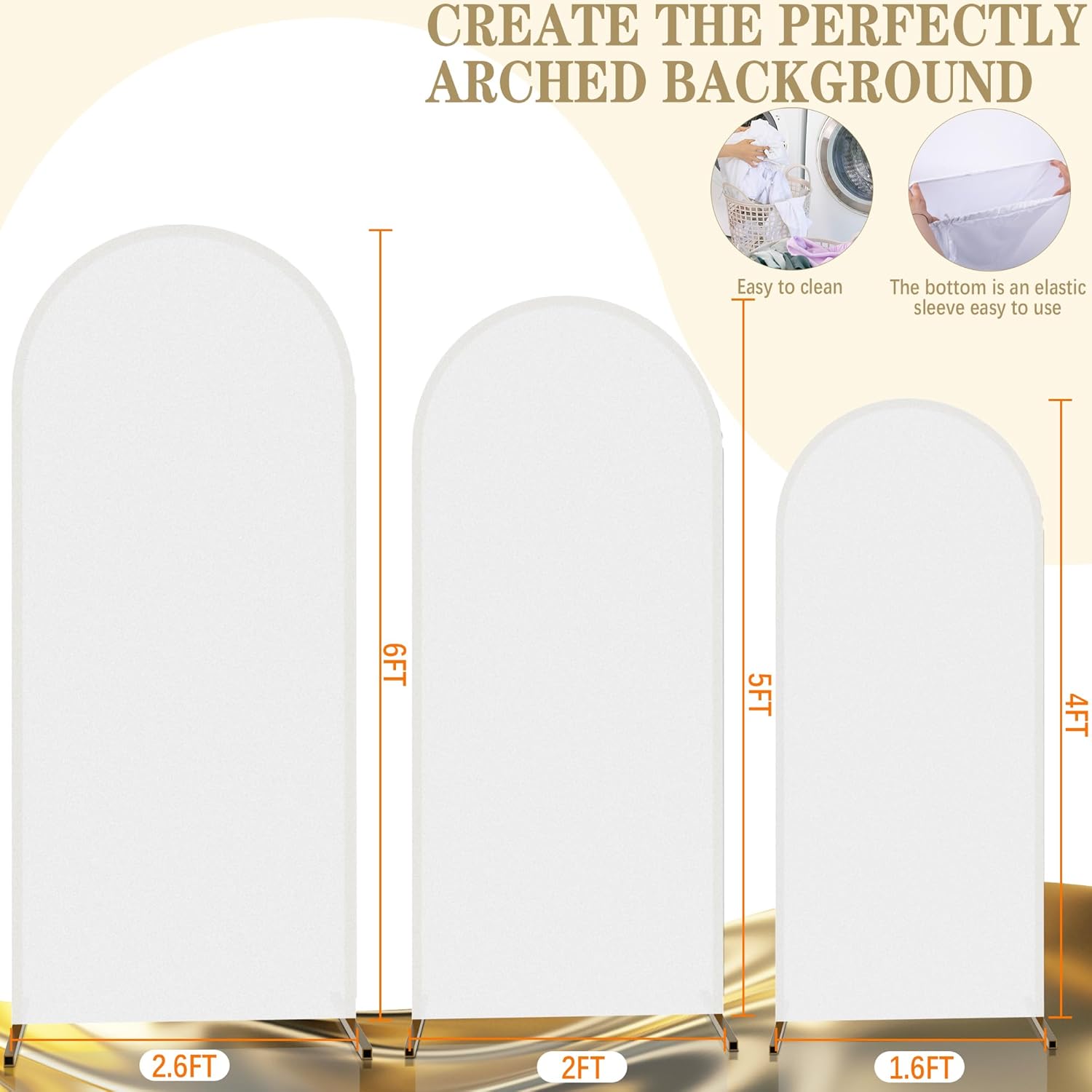3 fundas de arco de fondo  Cubierta de arco de boda ajustable de elastano  Cubierta de arco de 2 caras para decoración de bodas, cumpleaños,