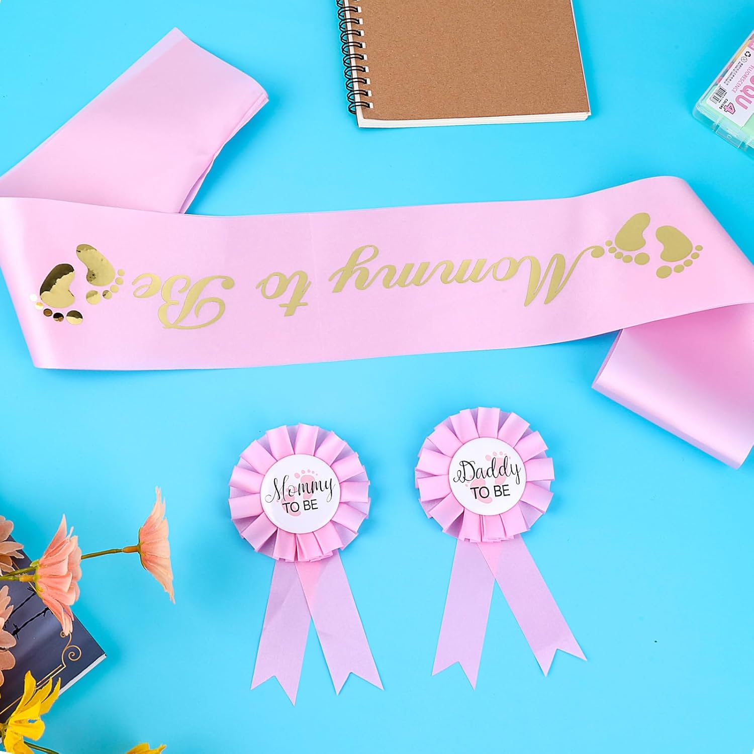 3 bandas para mamá a ser, banda para baby shower, para mamá a ser para mamá embarazada, decoración de baby shower (rosa)