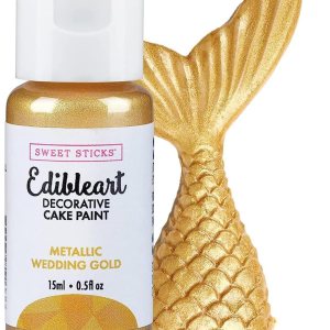 Edible Art – Pintura decorativa para tartas, 0.5 onzas (0.5 fl oz), color dorado metálico para bodas Edible Art – Pintura decorativa para tartas, 0.5 onzas (0.5 fl oz), color dorado metálico para bodas