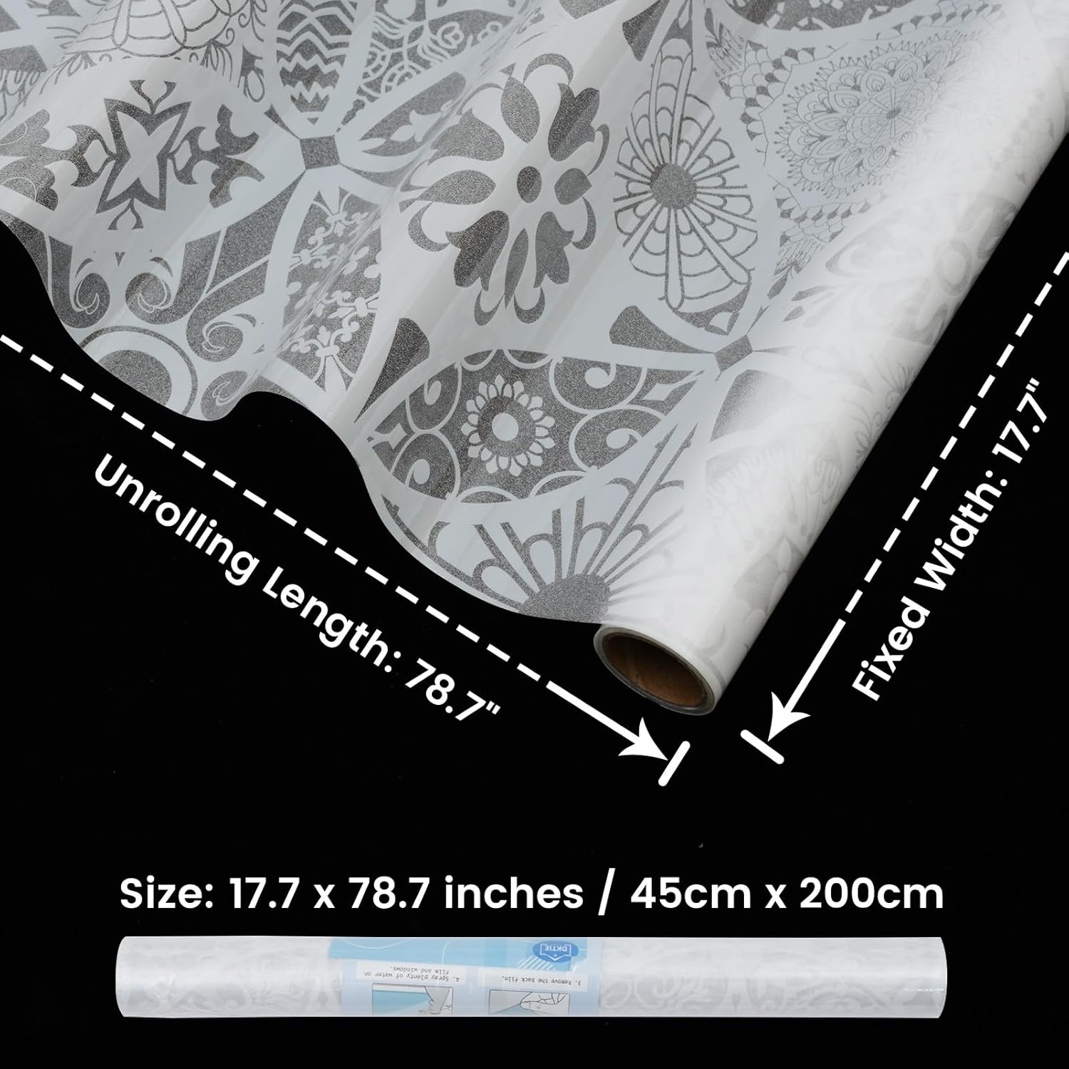 DKTIE Bohemian Decor – Lámina de vitrales con herramientas de instalación, película de privacidad de dos vías para ventana, reduce el