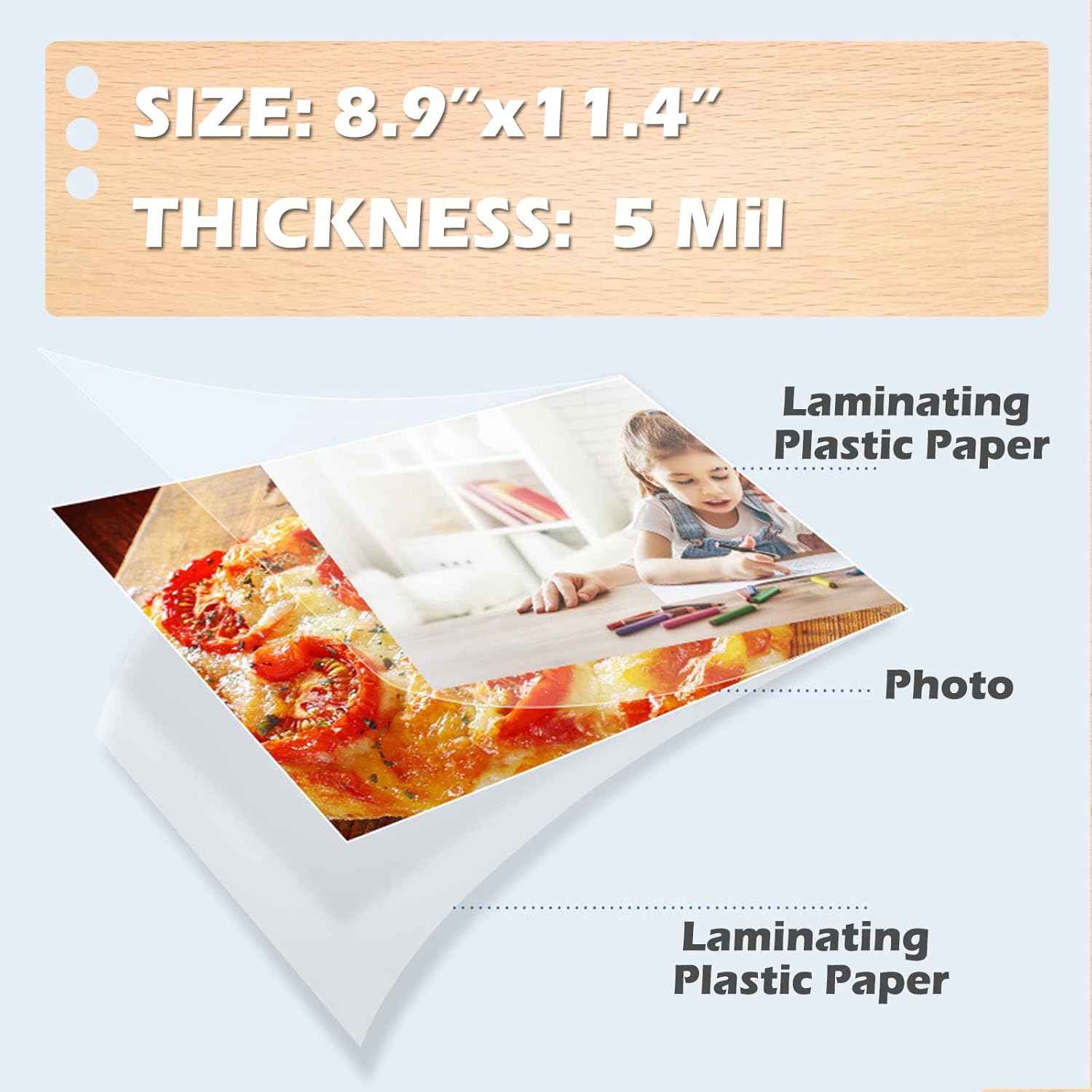 Hojas laminadoras de papel de plástico transparente para laminación térmica, 8.9 x 11.4 pulgadas, paquete de 1000 unidades
