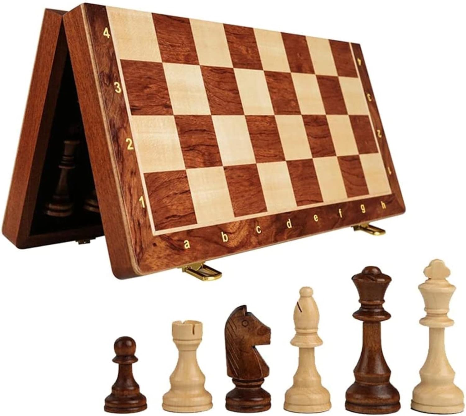 ROLTIN Juego de ajedrez plegable 2 en 1 para adultoscaja de piezas de ajedrez, piezas de ajedrez de altura King de 3 pulgadas, 2 reinas extra