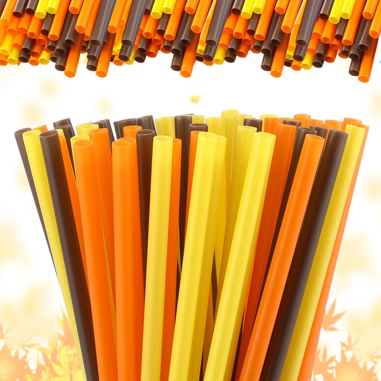 150 popotes de plástico para el Día de Acción de Gracias, color naranja, amarillo, marrón, pajitas desechables de plástico duro, popotes de plástico