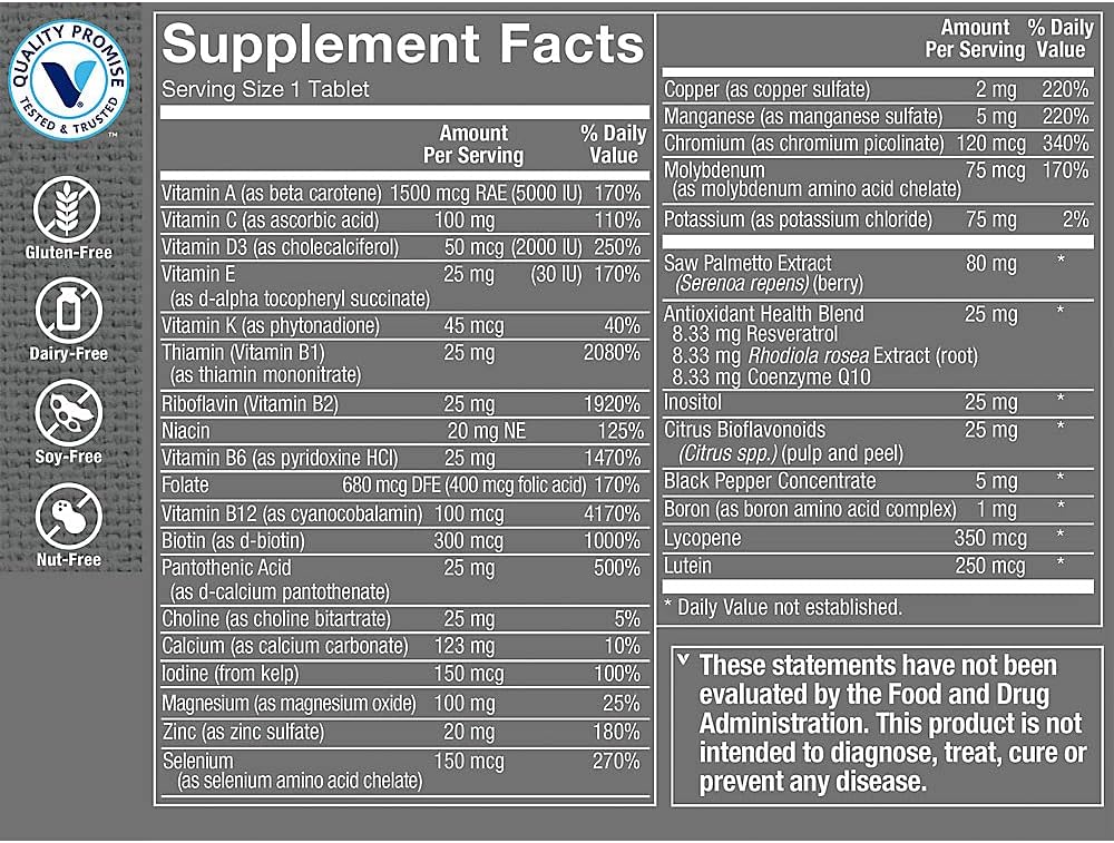 The Vitamin Shoppe One Daily Multivitamínico para hombre 180 tabletas