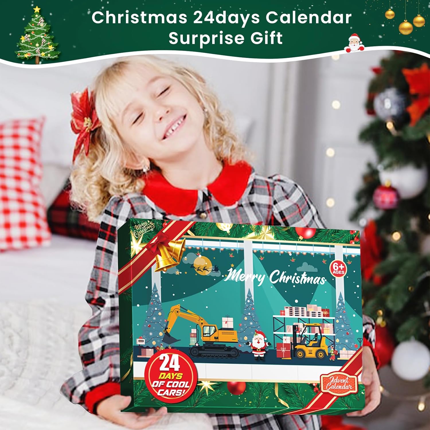 Calendario de Adviento de Navidad 2023, calendario de cuenta regresiva de Navidad para niños, juego de 24 piezas de vehículos de ingeniería de