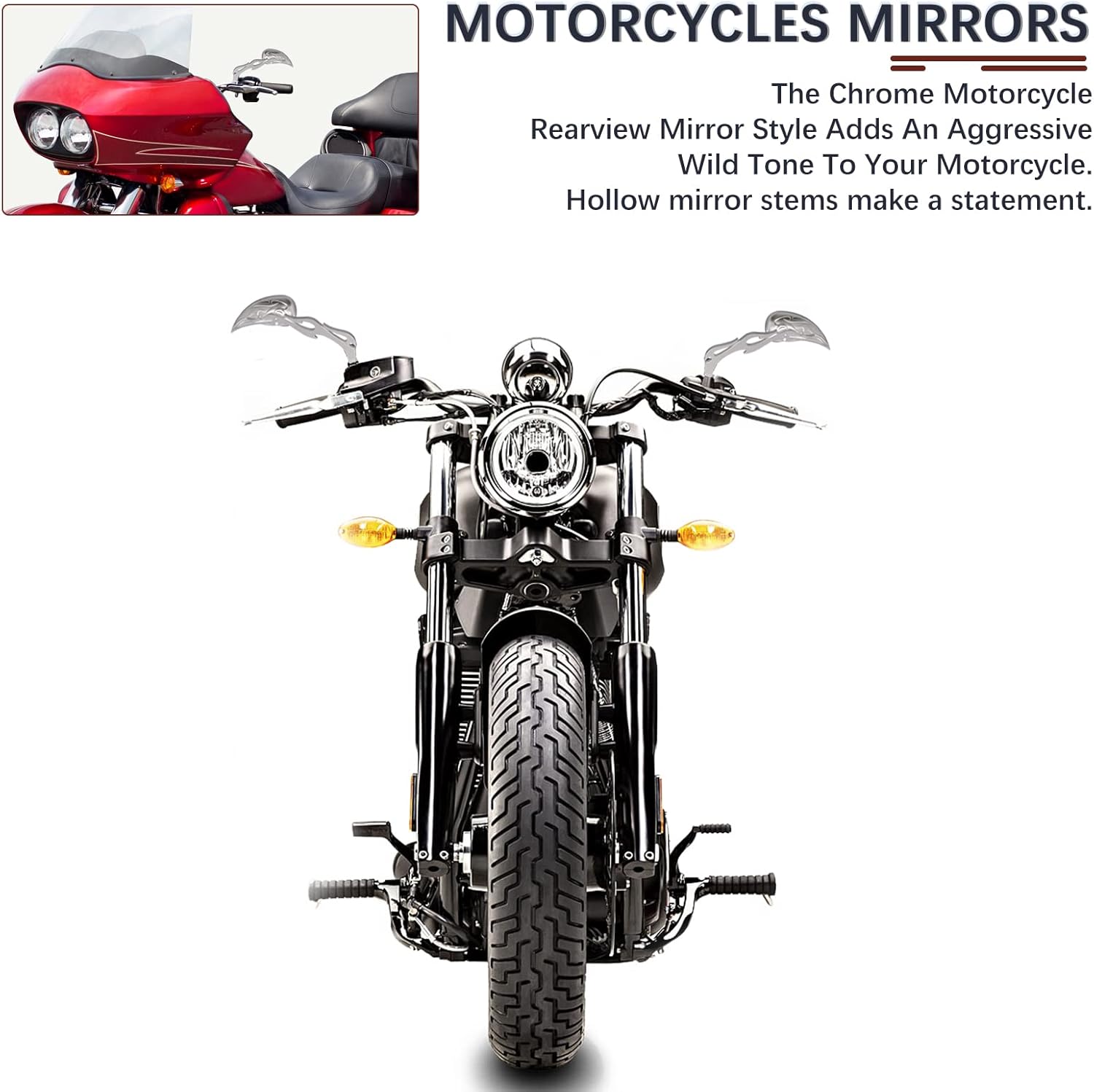 DREAMIZER Espejos de motocicleta en forma de lágrima cromados compatibles con Sportster XL 883 1200 48 72 Softial Fatboy Street Dyna Bob Street