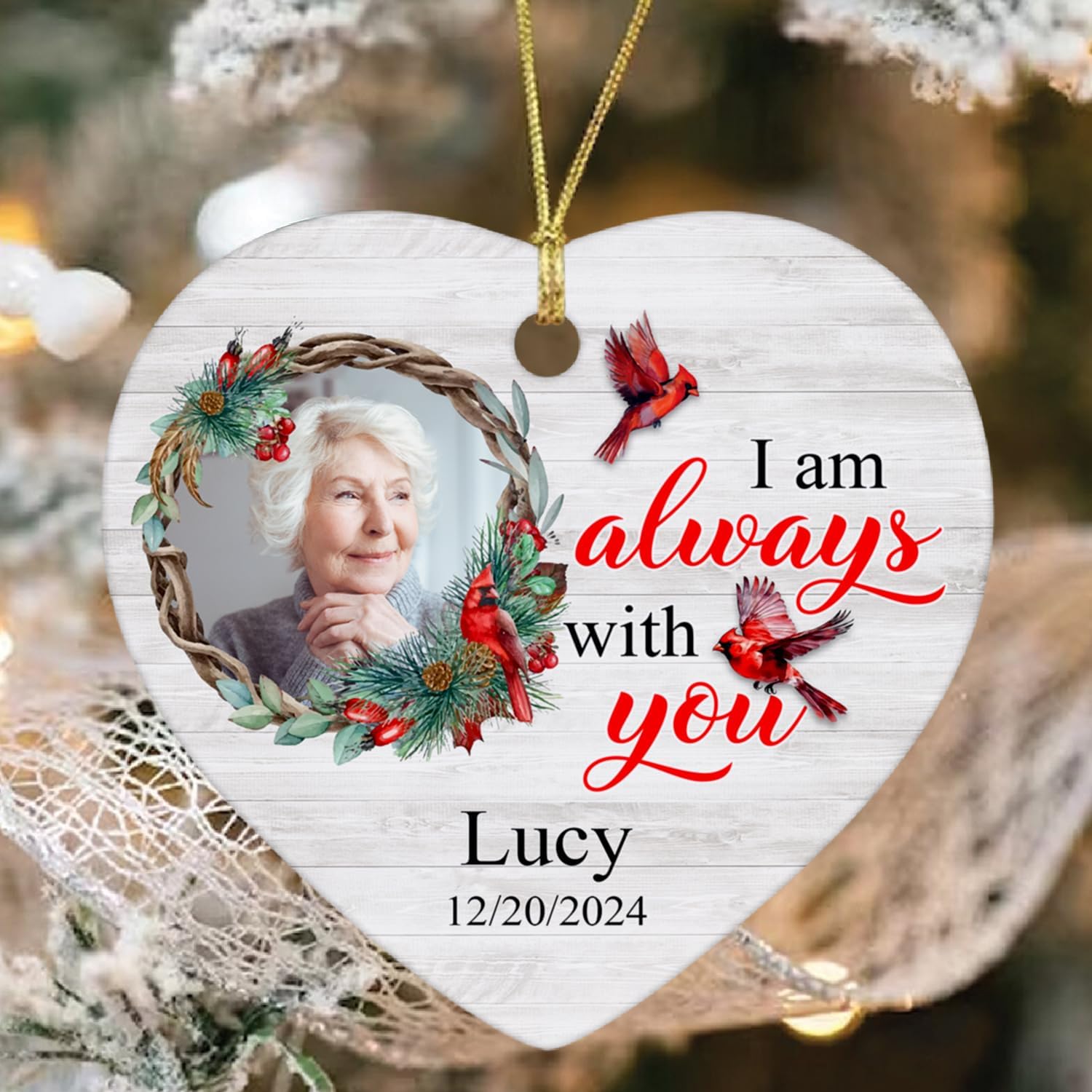Adorno de Navidad I Am with You, adornos de Navidad conmemorativos personalizados, adorno de foto de abuela personalizado, regalos de recuerdo