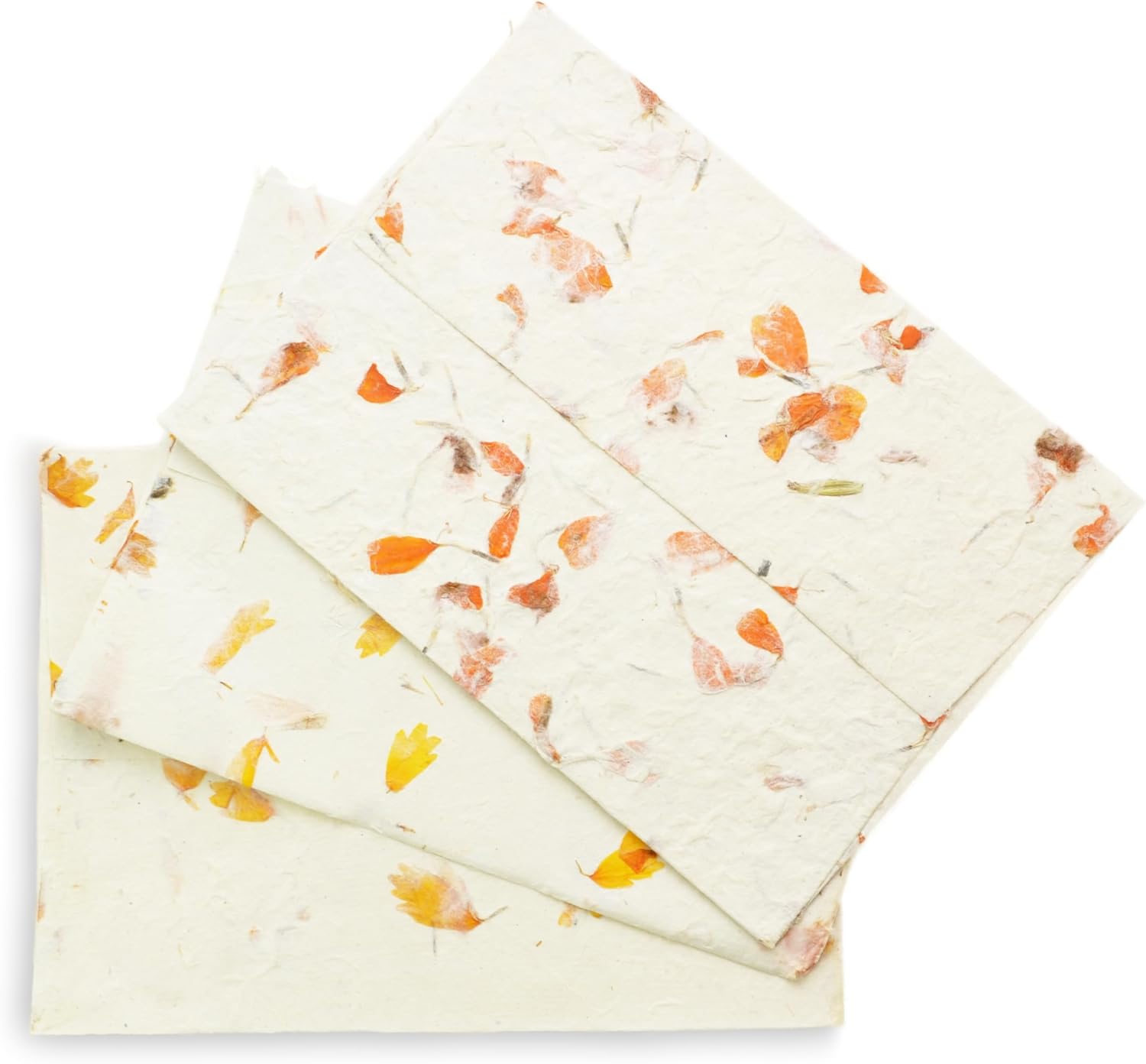 Sobres de papel Lokta hechos a mano de 5 x 7 pulgadas para invitaciones de boda, anuncios, sobres vintage con pétalos de flores de caléndula