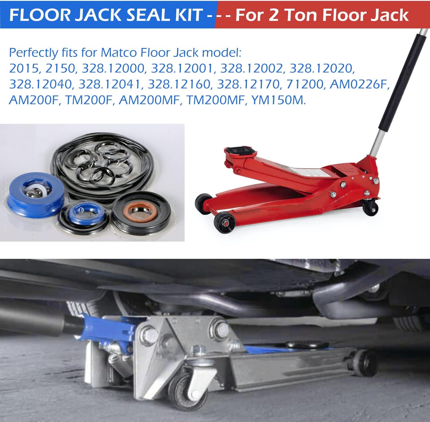 Kit de sello de reparación hidráulica mejorado Kit de sello de gato de piso apto para AM200F Matco Floor Jack 2 toneladas, 29 piezas
