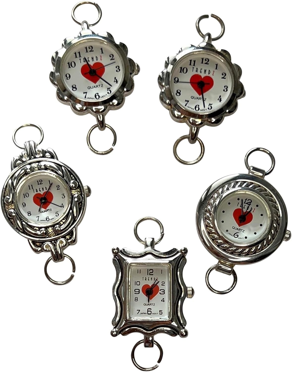 NIMI Juego de 5 piezas impresas y de perlas para reloj de cuentas y fabricación de joyas (corazón)