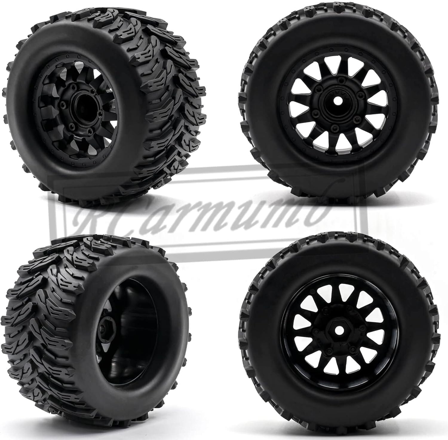 Rueda hexagonal de 0.472 in0.551 in para camiones RC 110 Arrm a Granite Vorteks Big Rock, Rustler Stampede HossAxia1 LOS1 Redcat Rc4wd, 4 neumáticos
