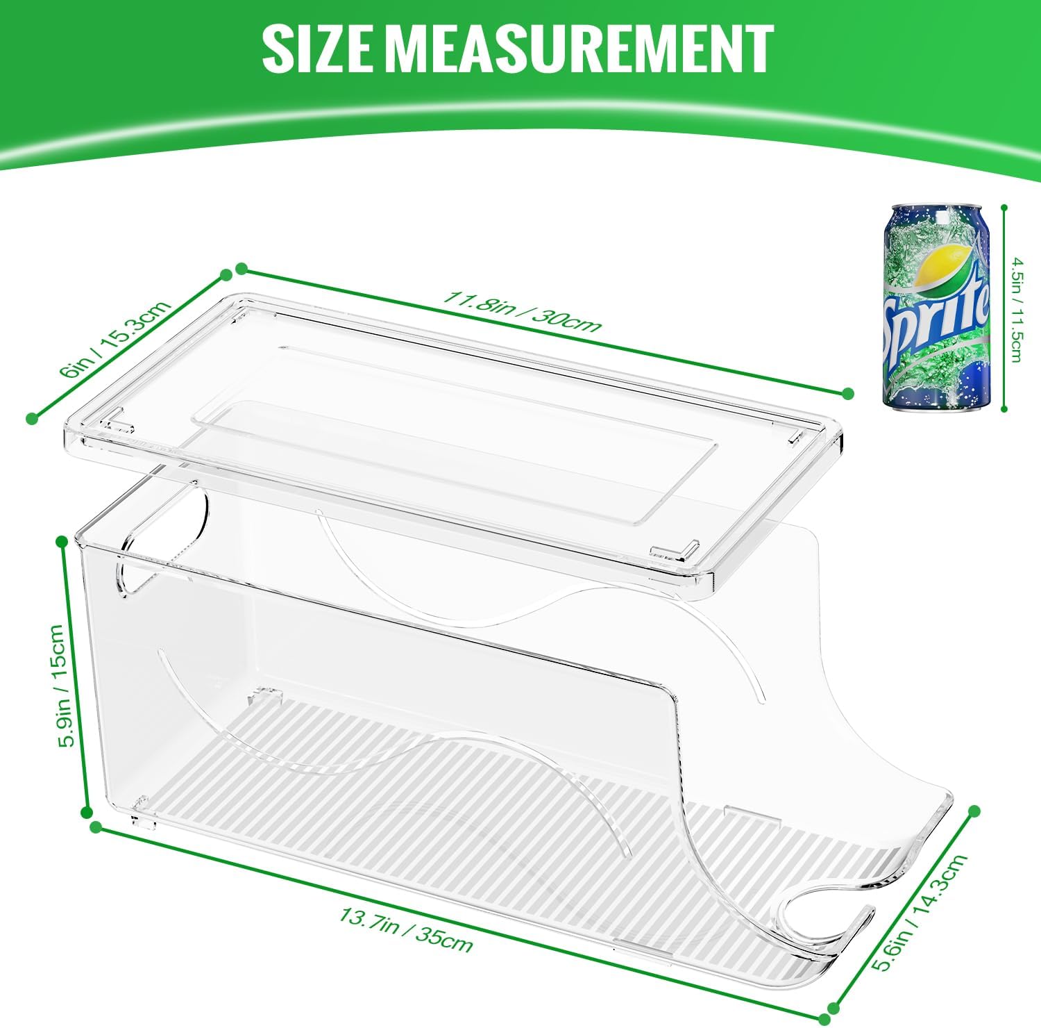 Organizador de latas de soda para refrigerador, contenedor apilable de latas de alimentos enlatados, dispensador de latas con tapa para nevera,