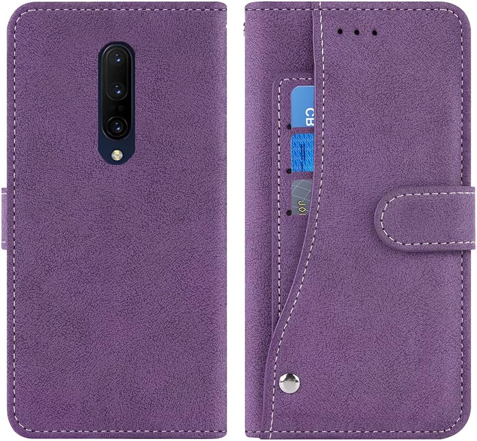 Asuwish Funda tipo cartera compatible con OnePlus 7 Pro y protector de pantalla de vidrio templado, funda con tapa para teléfono celular para
