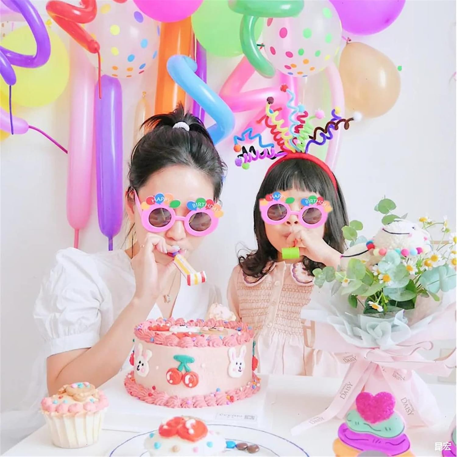 MNZYY 2 piezas divertidas coloridas mujeres niñas diadema mujeres cumpleaños niña dulce princesa banda para el pelo aro decoración fiesta vestido 2