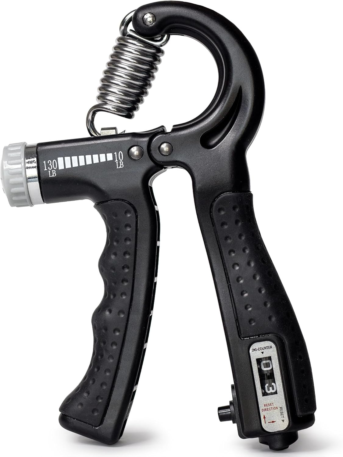 DMI Fortalecedores de agarre compactos para ejercicio de mano con resistencia de peso ajustable de 10 a 130 libras, el rastreador de agarre mantiene