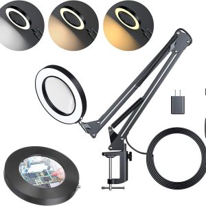 Lámpara de escritorio con aumento LED con abrazadera para lectura, computadora, dibujo, reparaciones, brazo giratorio ajustable de 29 pulgadas, lupa Lámpara de escritorio con aumento LED con abrazadera para lectura, computadora, dibujo, reparaciones, brazo giratorio ajustable de 29 pulgadas, lupa