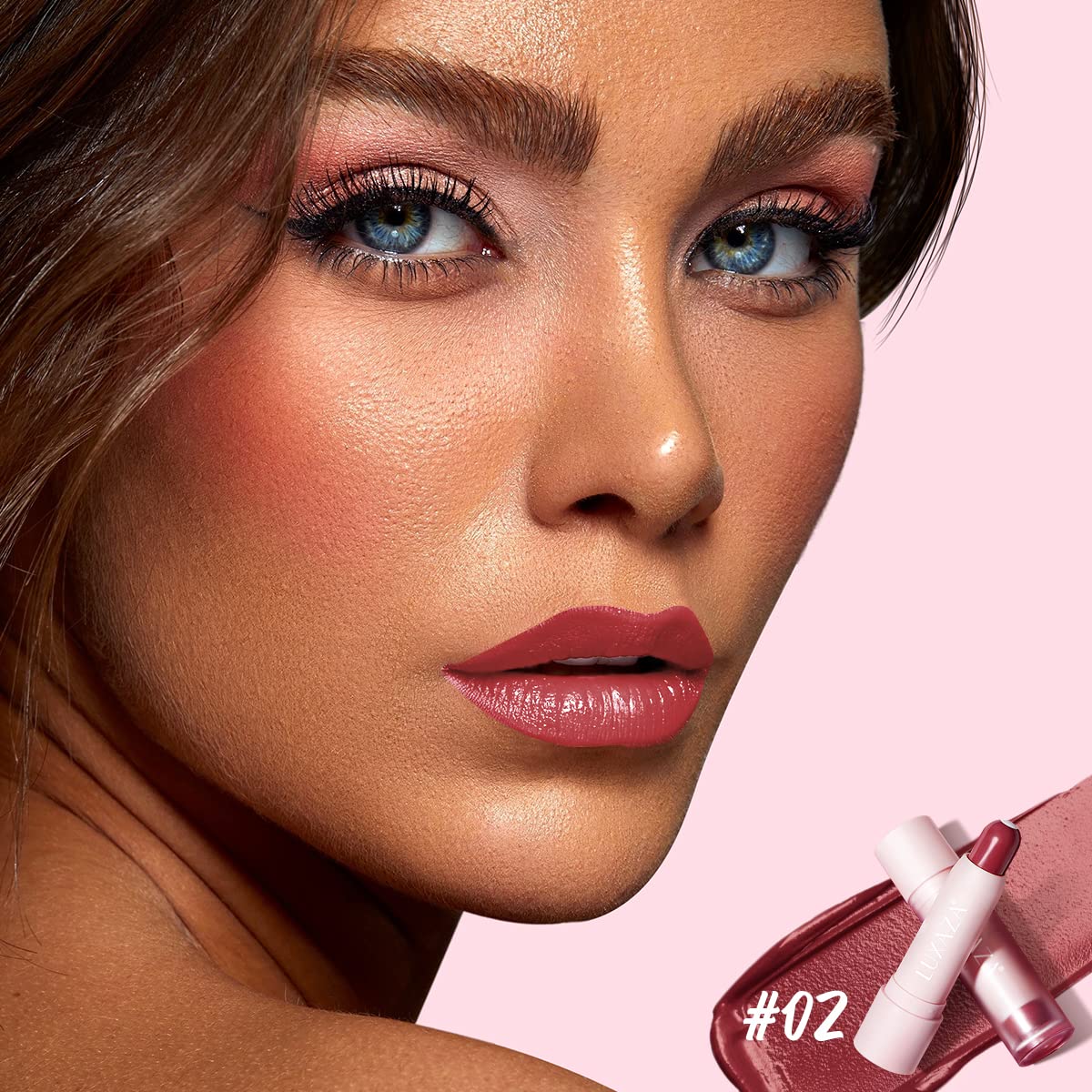 Bálsamo labial tintado con color, acabado semibrillante natural, hidratantecolorante 2 en 1 hidratante para niñas y mujeres #02 Rose-In-Love