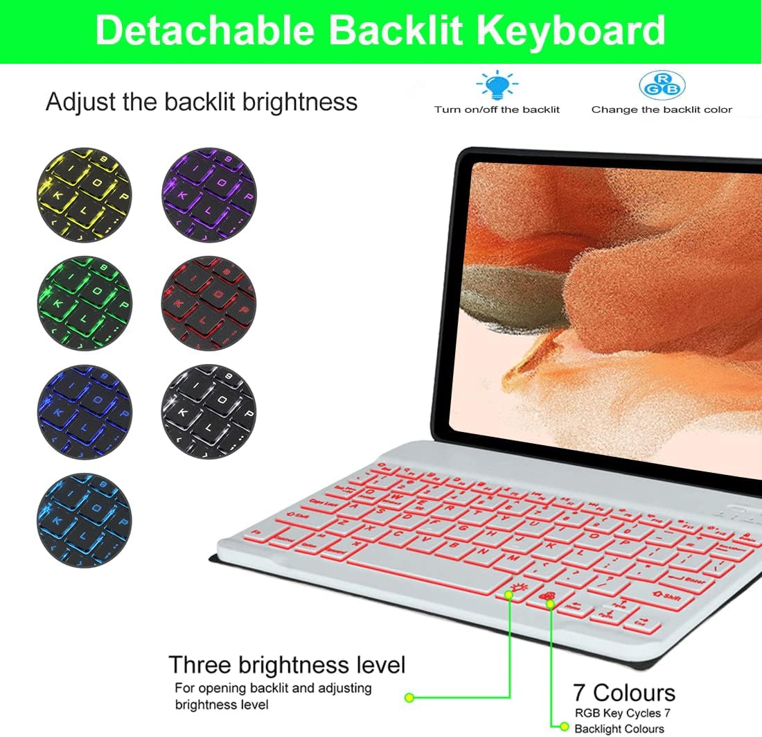 SUYOOULIN Funda de teclado para Samsung Galaxy Tab S9 Plus S9+ de 12.4 pulgadas 2023 (SM-X810X816BX818U) con soporte para bolígrafo S, funda de