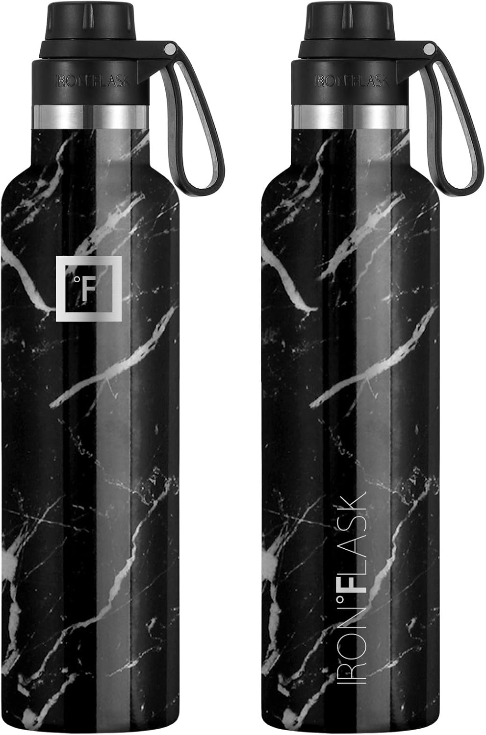 IRON FLASK – Botella de agua deportiva de 12 onzas, 16, 20, 24, 32, y 64 onzas, 3 tapas (tapa de boquilla), acero inoxidable aislado al vacío, frío,