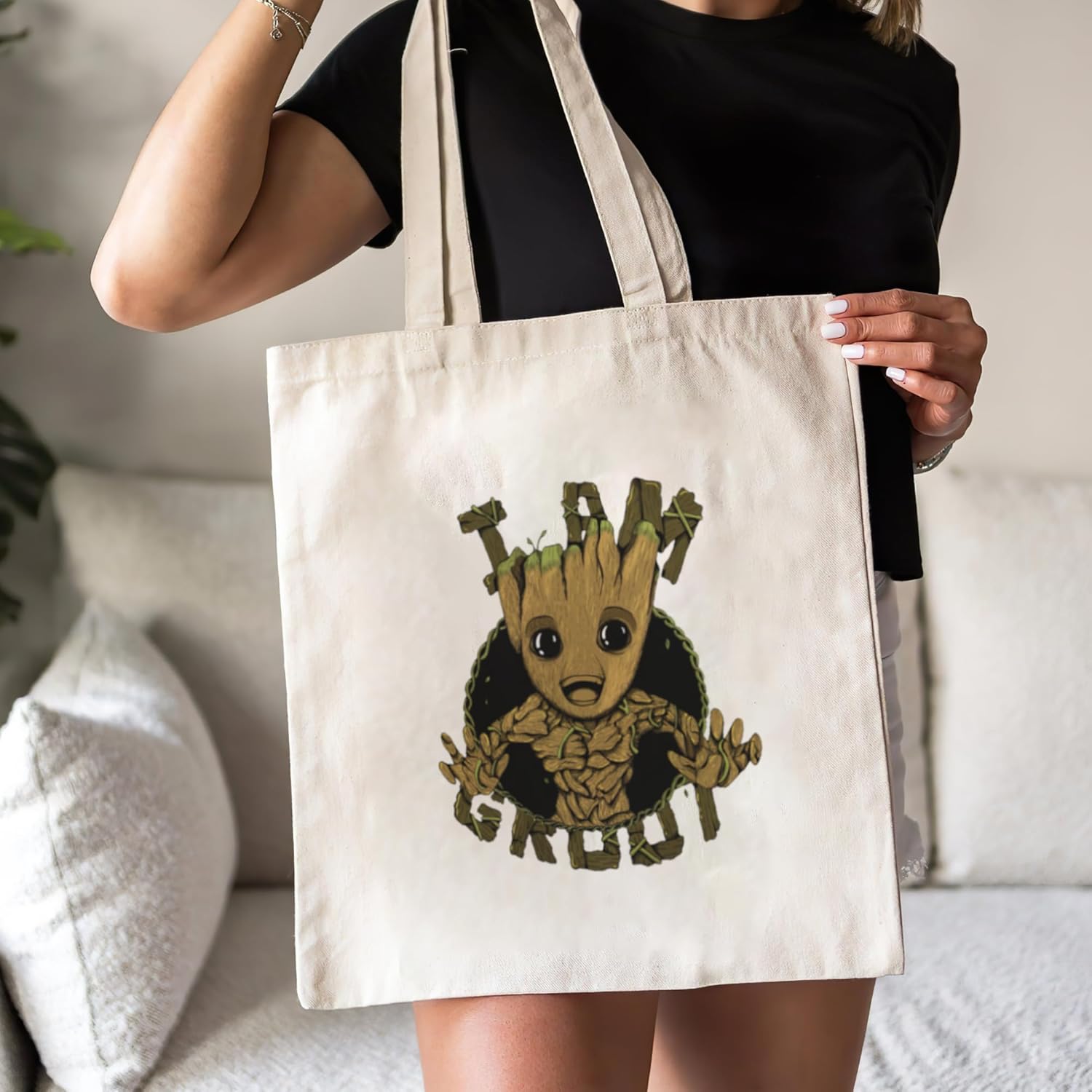 La publicidad de los guardianes de la bolsa de asas de la lona de las bolsas de tela reutilizables medianas ligeras de la compra del supermercado el