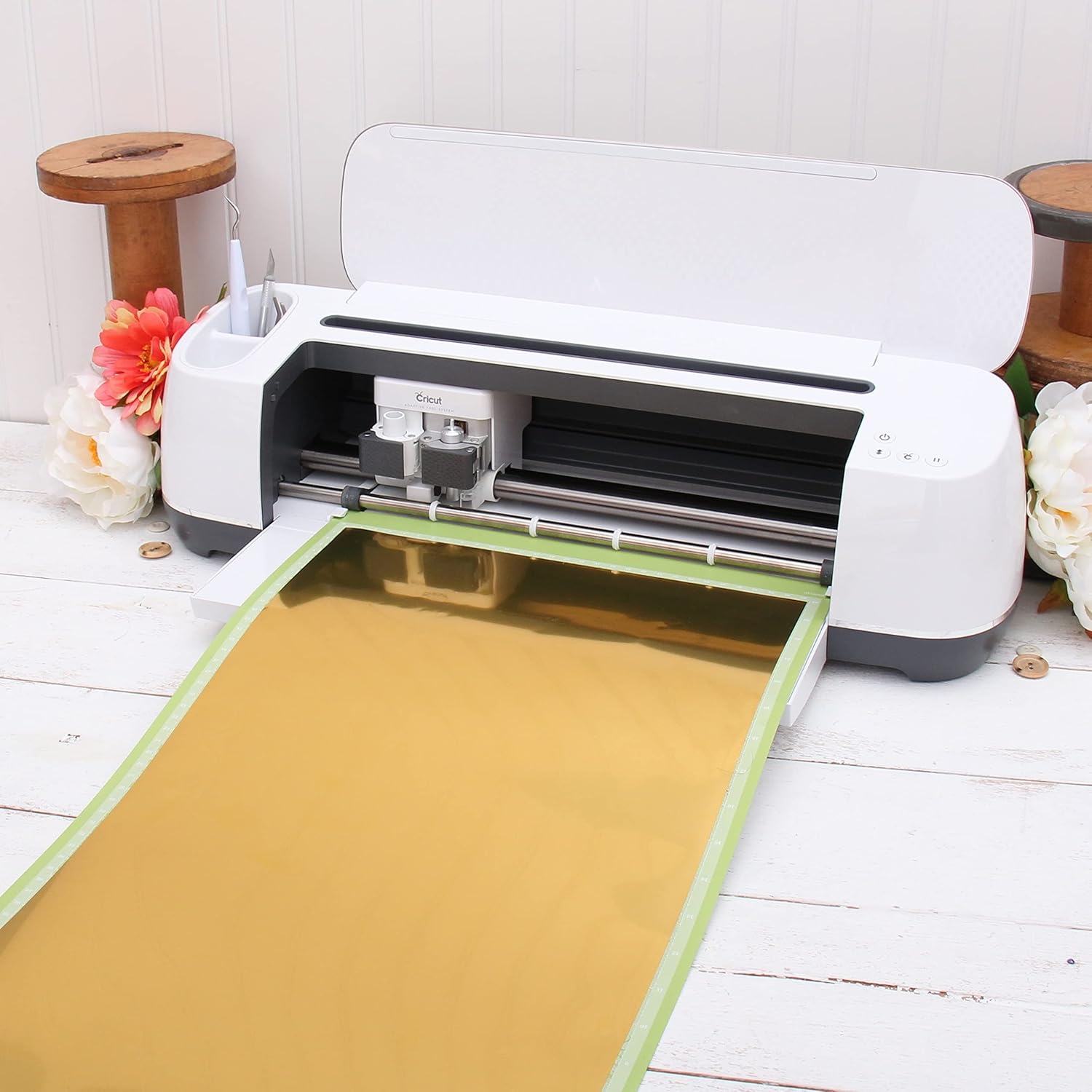 Threadart – Rollo de película de vinilo de transferencia de calor dorado metálico de 3 yardas x 20 pulgadas de ancho, compatible con cortadores