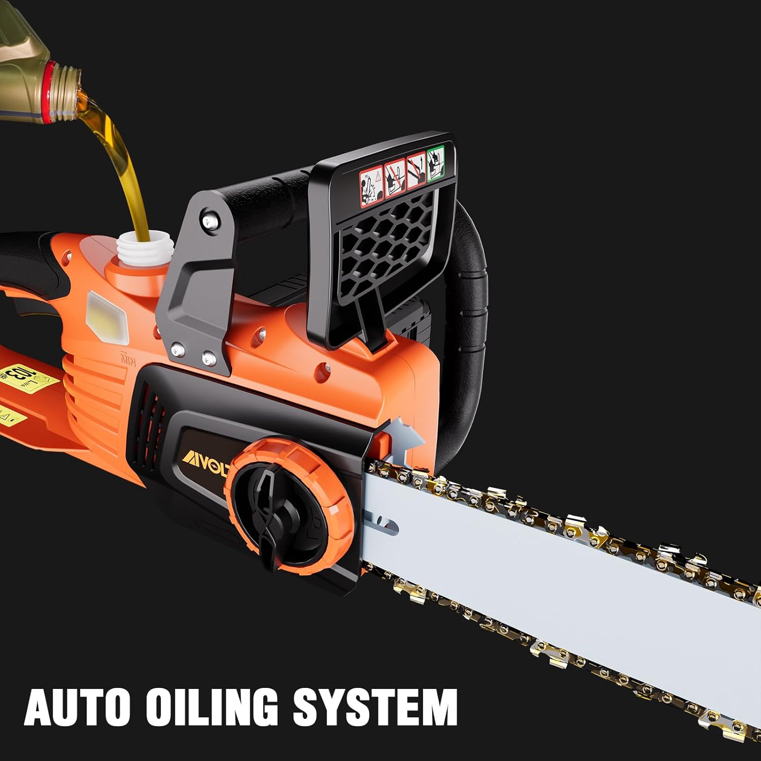 AIVOLT Motosierra inalámbrica de 40 V y 12 pulgadas con batería sin escobillas con tensión de cadena sin herramientas para tala de árboles, poda y