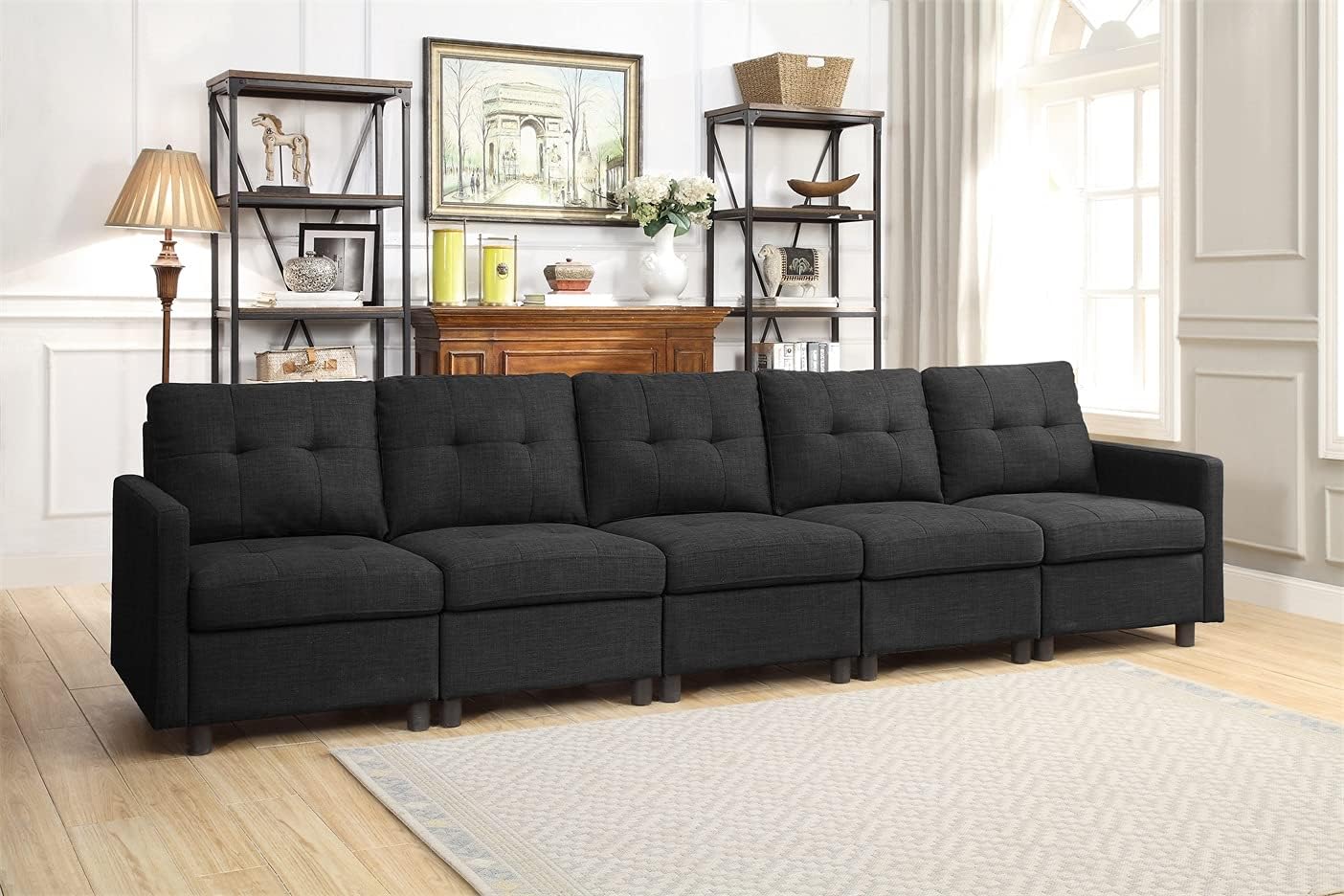 BEEY Asientos de brazo izquierdo para sofá seccional modular,Silla orientada al brazo izquierdo,Gris oscuro
