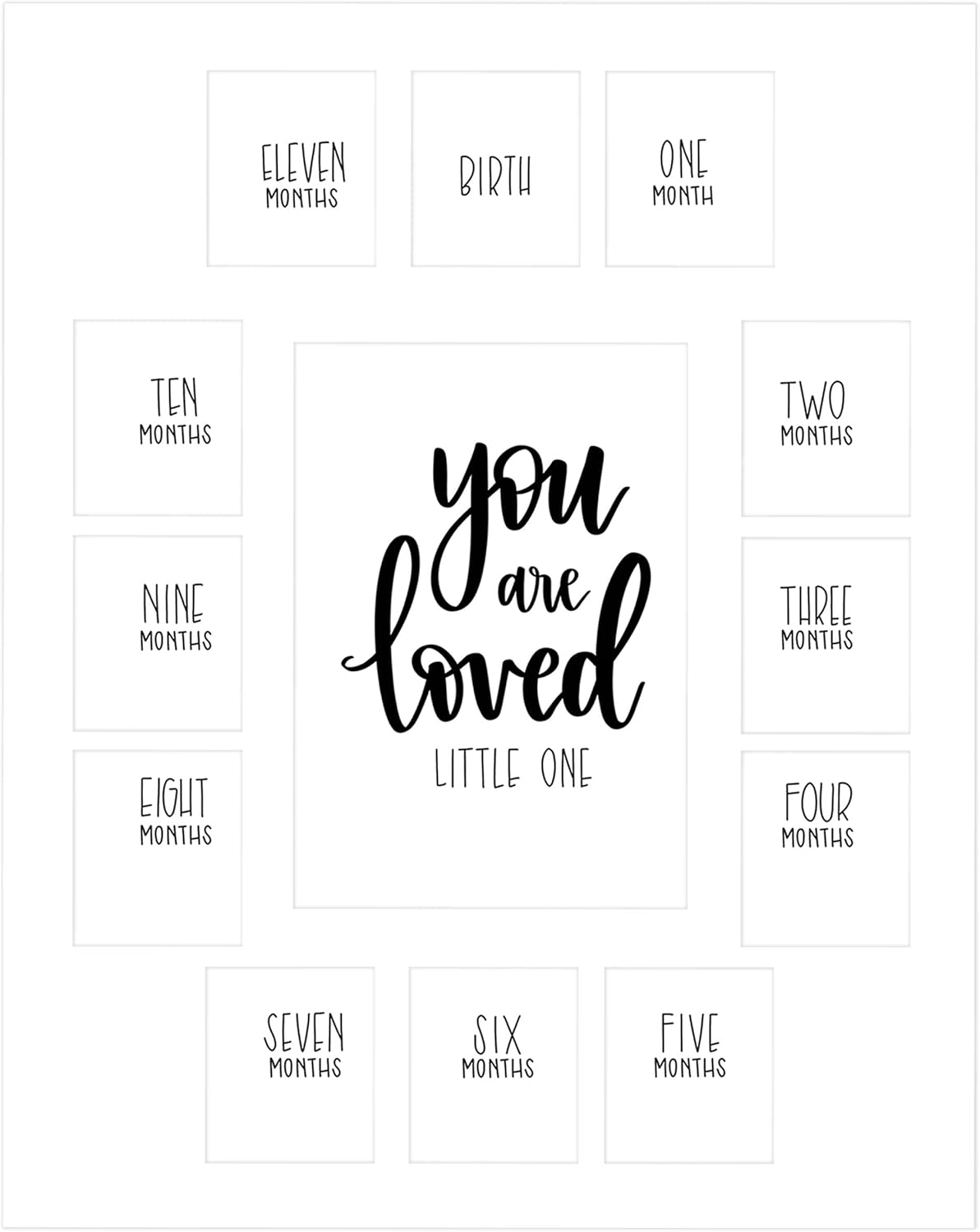 All Things For Mom Tapete para fotos de primer año con versículo “You Are Loved Little One” sobre un tapete blanco (11 x 14 pulgadas), paspartú solo