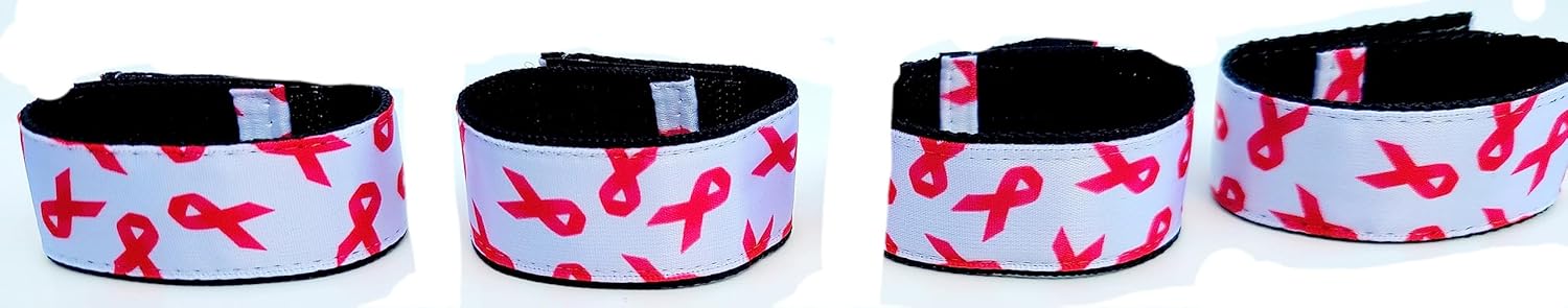 Pink Ribbon Breast Cancer awareness skeeve scrunchies combo pack (4 piezas, 2 pares) blanco con cintas rosas