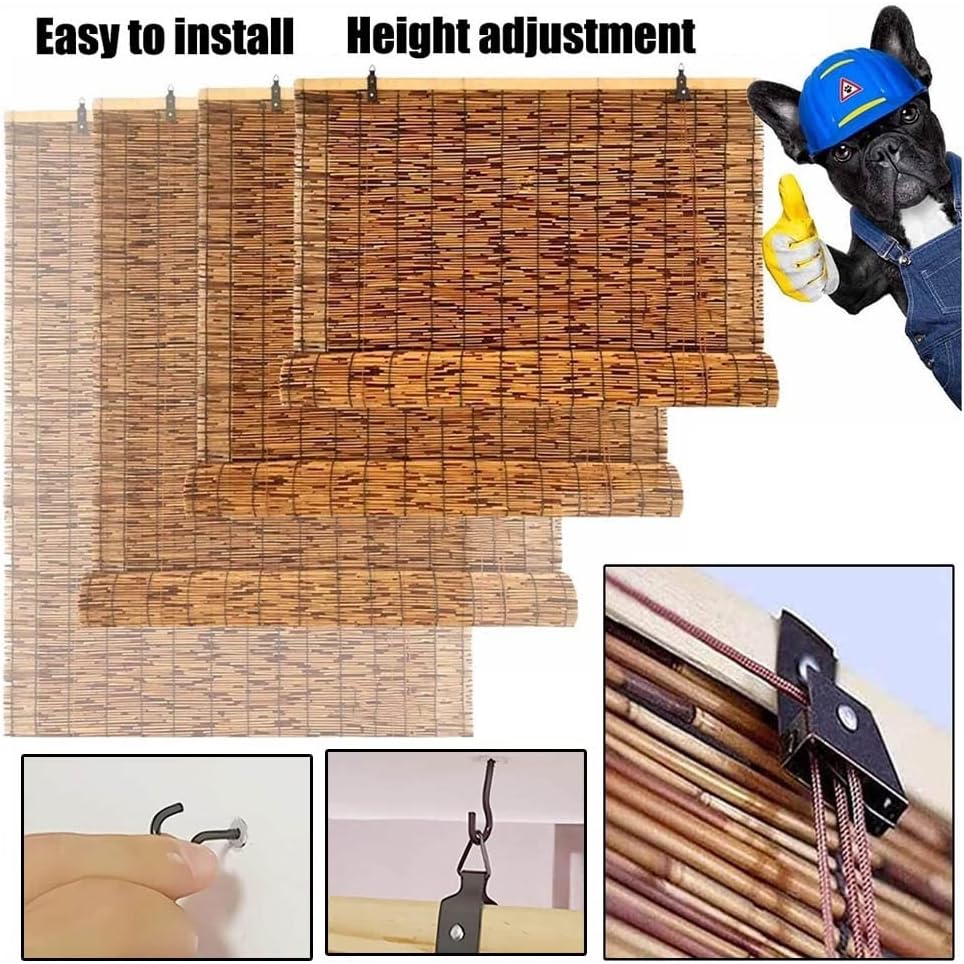 Persianas de patio enrollables, persianas de bambú para exteriores, persianas de caña de sombreado con aislamiento Thernal, pantalla de bambú opaca,