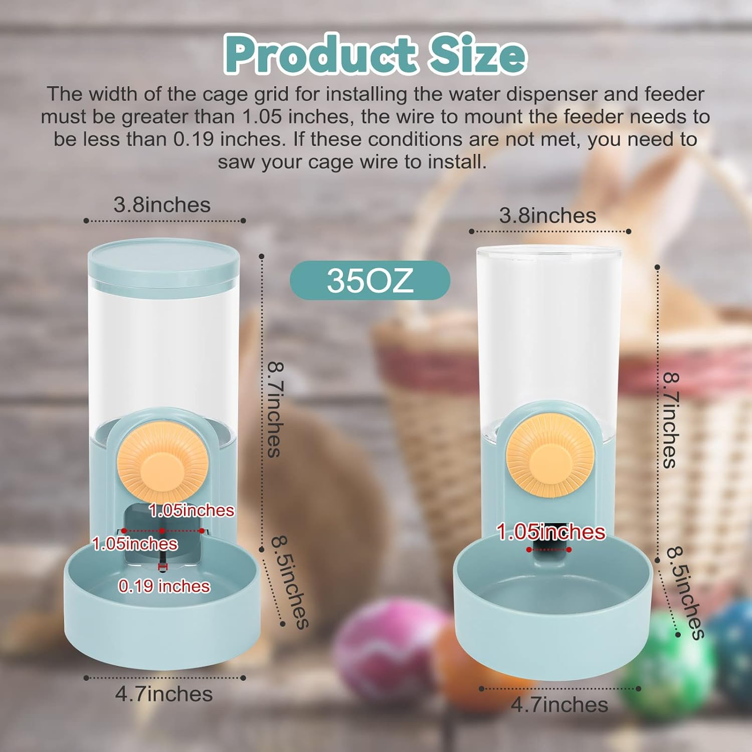 YUEPET Dispensador de agua para conejos, 35 onzas, gran capacidad, para colgar, adecuado para conejos, hurones, cobayas, animales pequeños