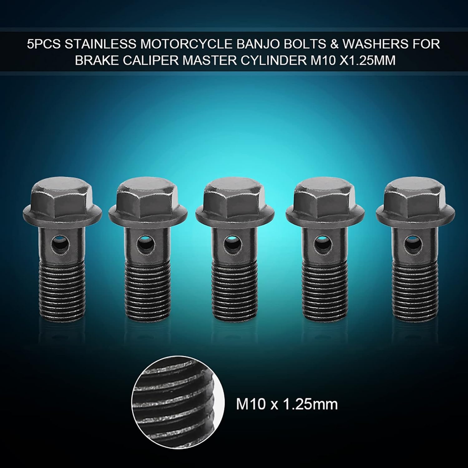 5 pernos de banjo para motocicleta, perno de freno de motocicleta, hierro de alta calidad, kit de arandela de sellado para pinza de freno (M10 ×