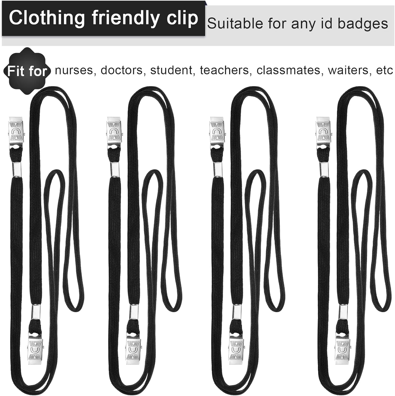 Cordones a granel con clip para cuello plano con gancho giratorio para tarjetas de identificación