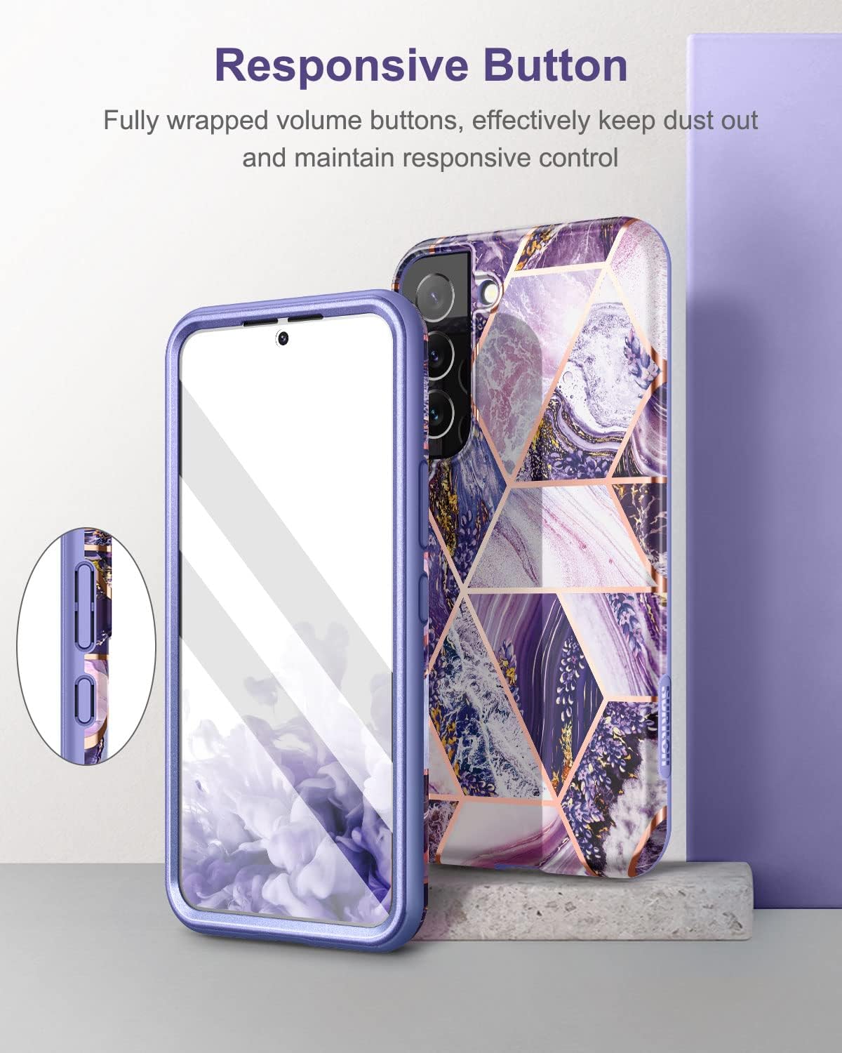 SURITCH Funda para Samsung Galaxy S22, protector de pantalla integrado Protección de cuerpo completo a prueba de golpes, resistente, delgada, suave,