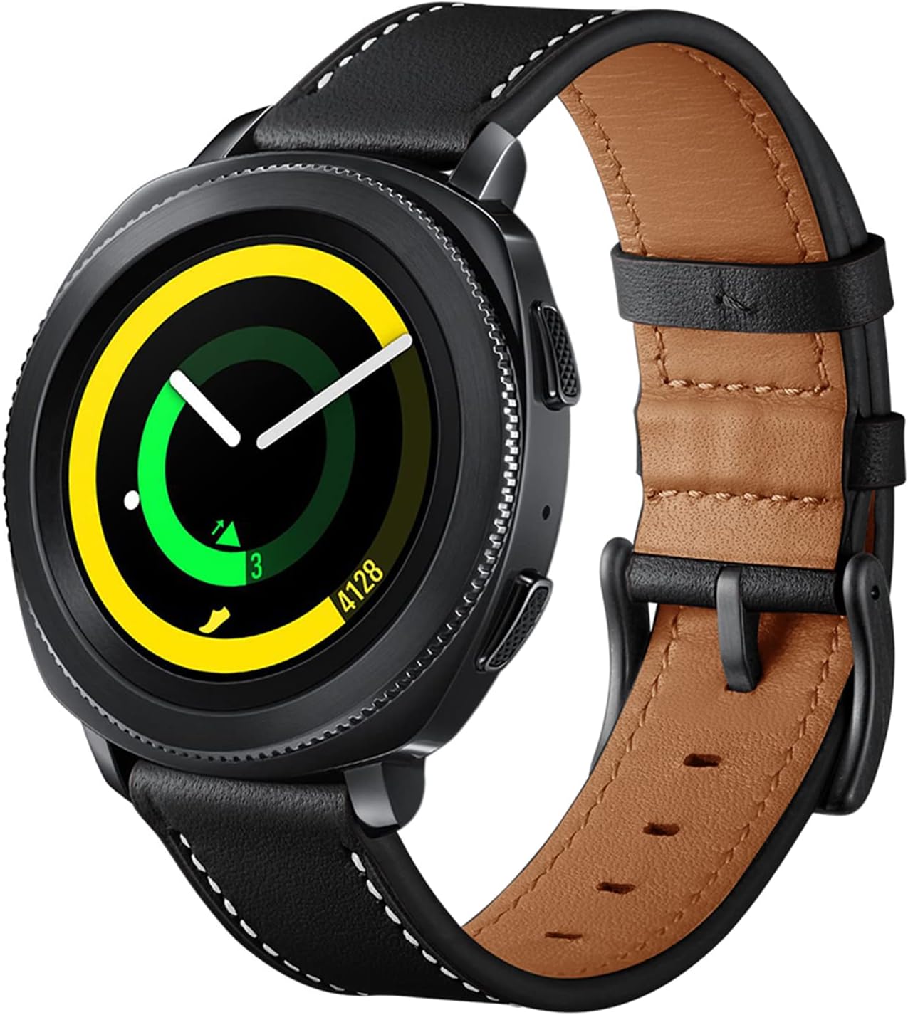 WOLLPO Correas de reloj inteligente, pulsera de repuesto de cuero, múltiples agujeros alternativos para una longitud ajustable. Correa de reloj de