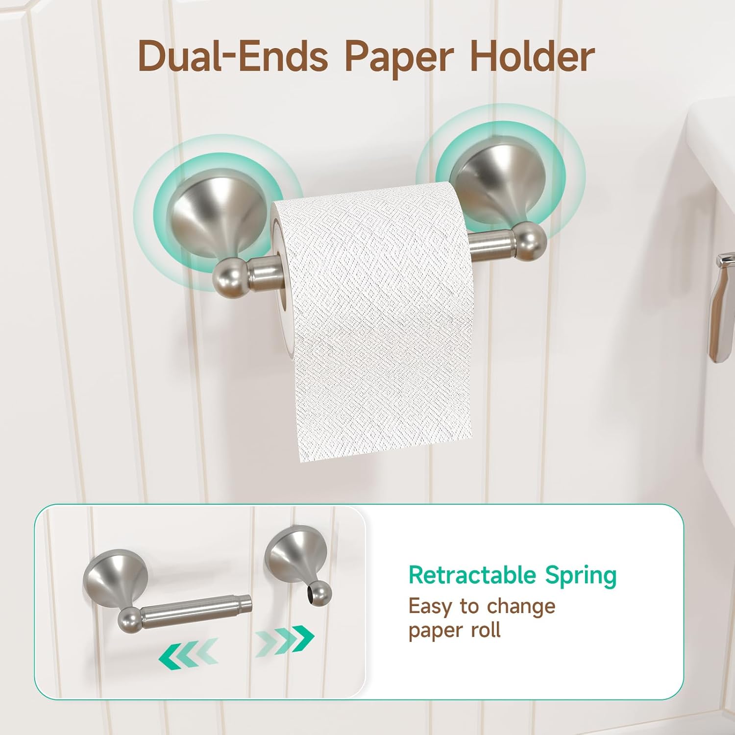 USHOWER Juego combinado de 4 piezas de accesorios de baño y toallero de 24 pulgadas, níquel cepillado