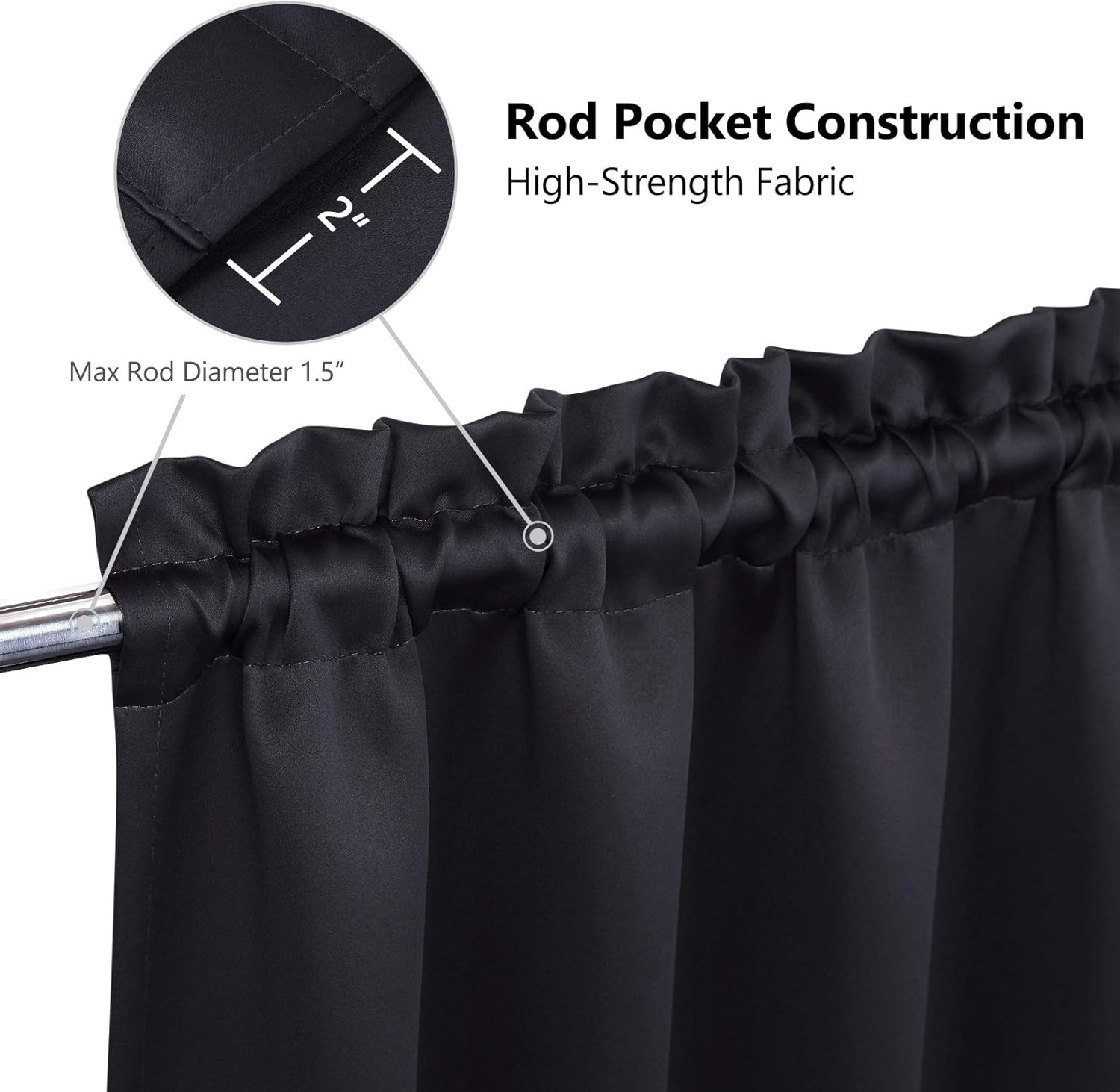 NANAN Cortinas opacas de cocina, 30 pulgadas de largo, 2 paneles opacos, aislamiento térmico, pequeños niveles de cortina para baño con bolsillo