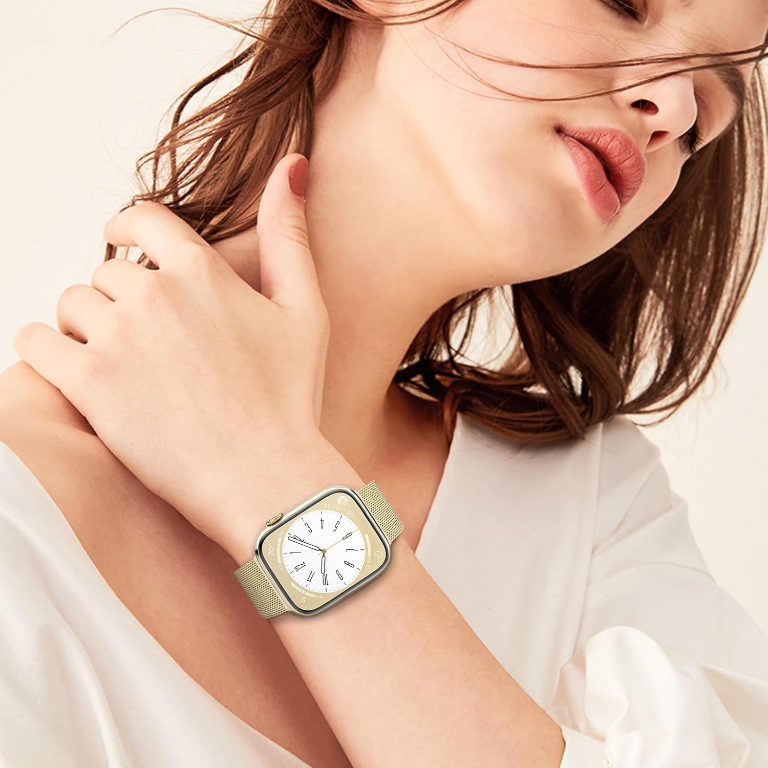 ZALAVER Correa de metal compatible con correas de Apple Watch de 1.496 in 1.575 in 1.614 in 1.654 in 1.732 in 1.772 in 1.929 in para mujeres y