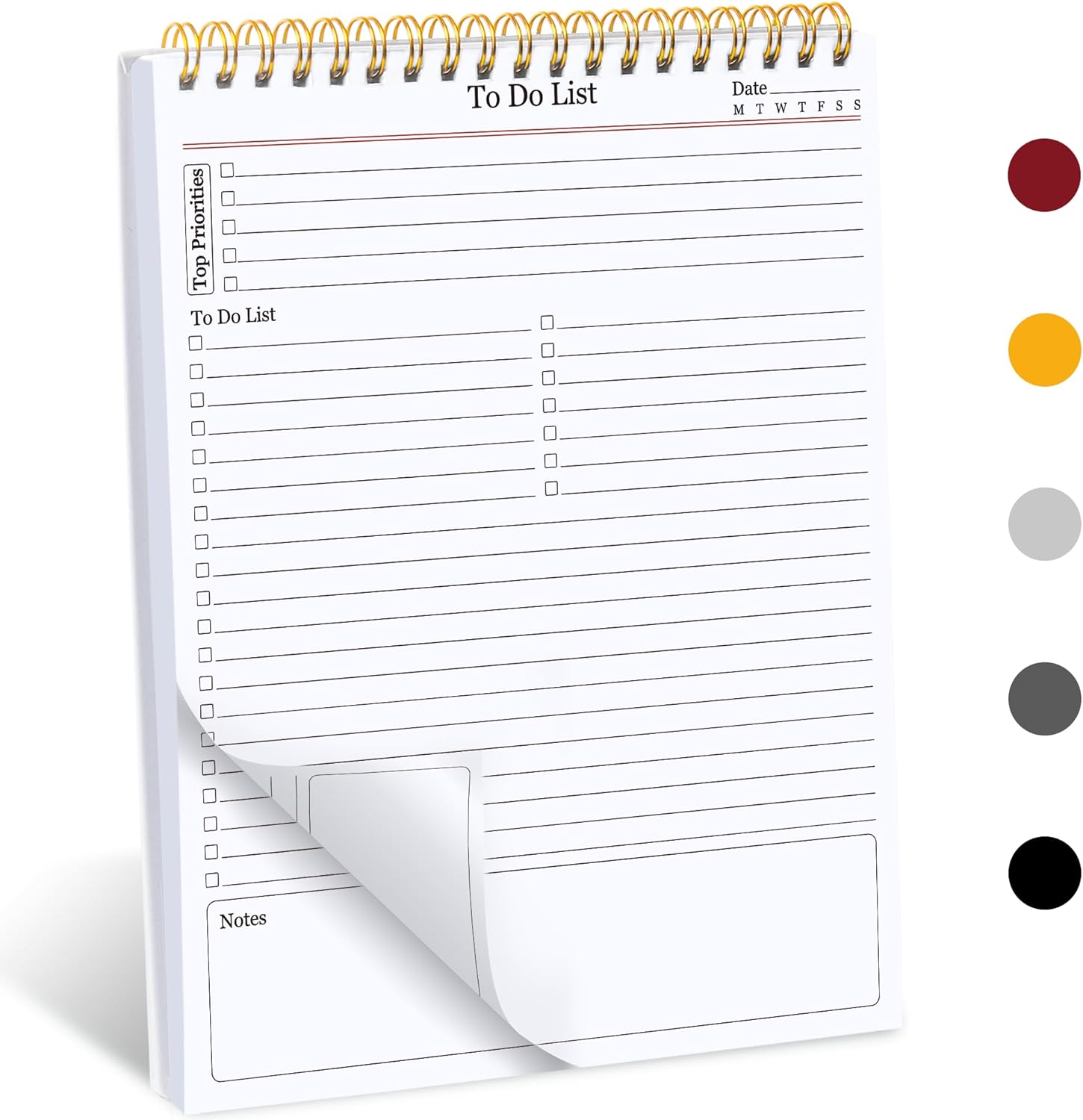Bloc de notas de lista de tareas, planificador diario de 160 páginas, bloc de notas de doble cara de uso para hacer lista, 6.5 x 9.8 pulgadas,