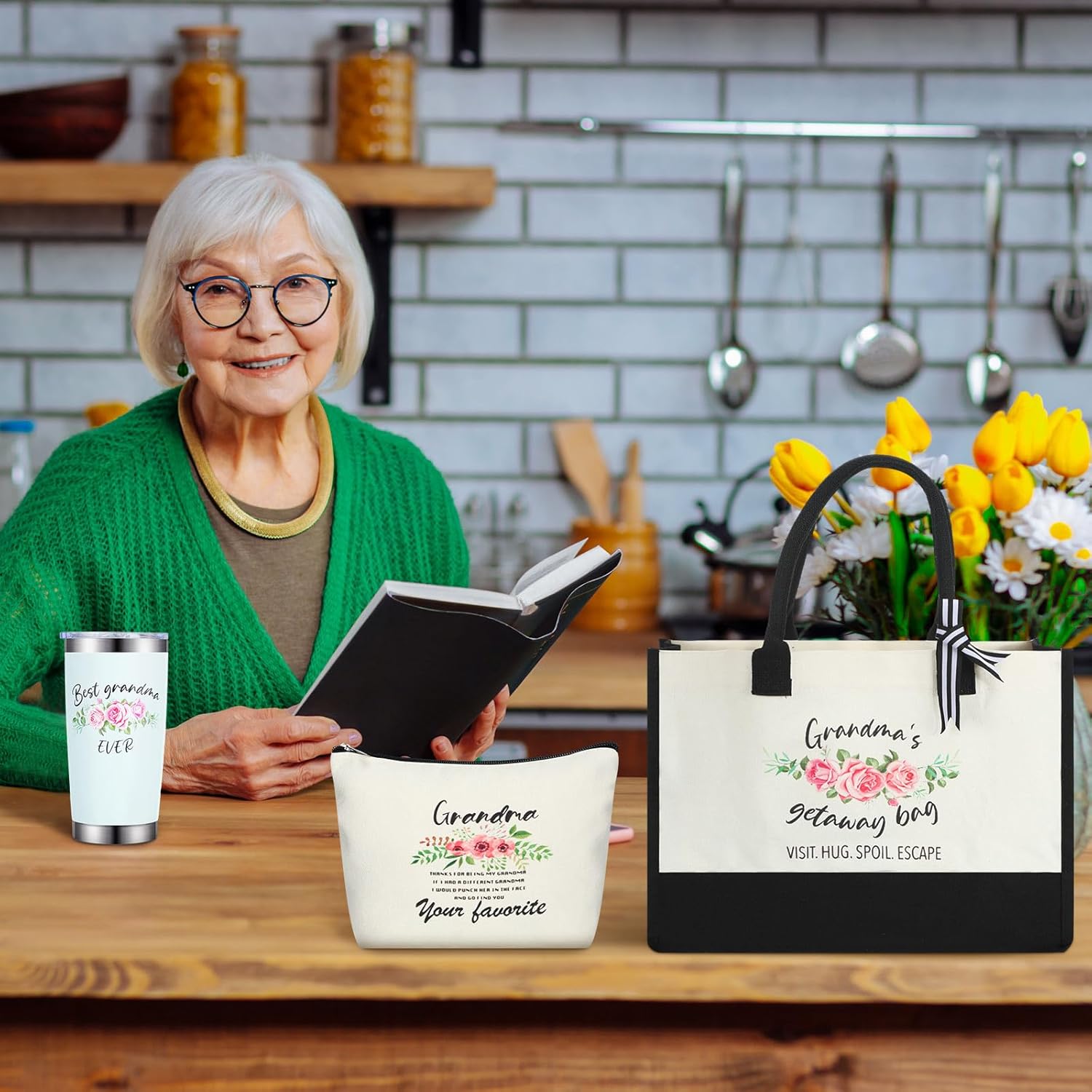 3 piezas de regalos para abuela, regalos de cumpleaños para abuela, regalos de Navidad para la mejor abuela del mundo, taza aislada de 20 onzas con