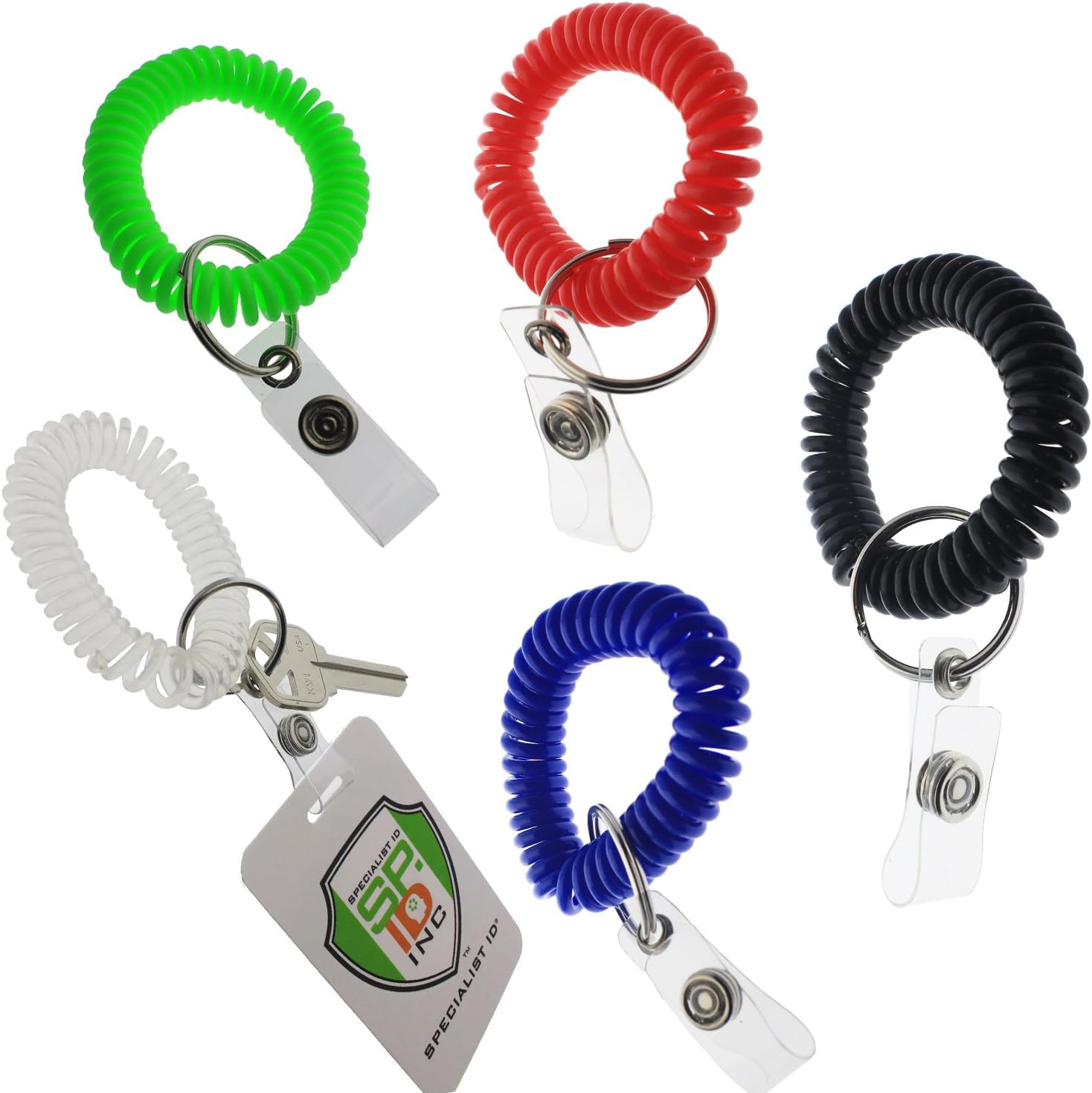 Specailist ID – Soporte para insignia de bobina de muñeca, elástico en espiral de alta calidad, llaveros y llavero, Variado